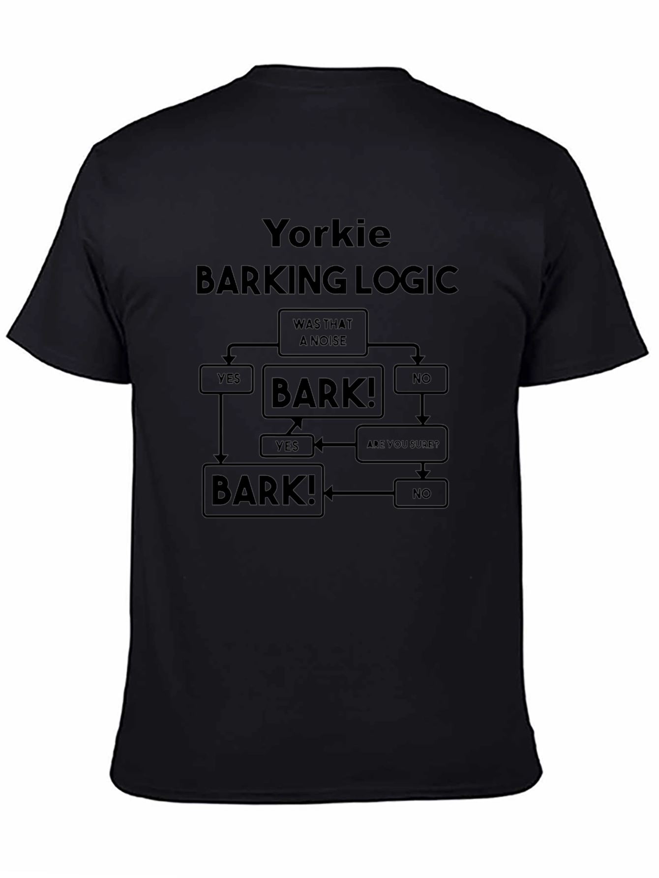 Yorkie Barking Logic Black T-Shirt