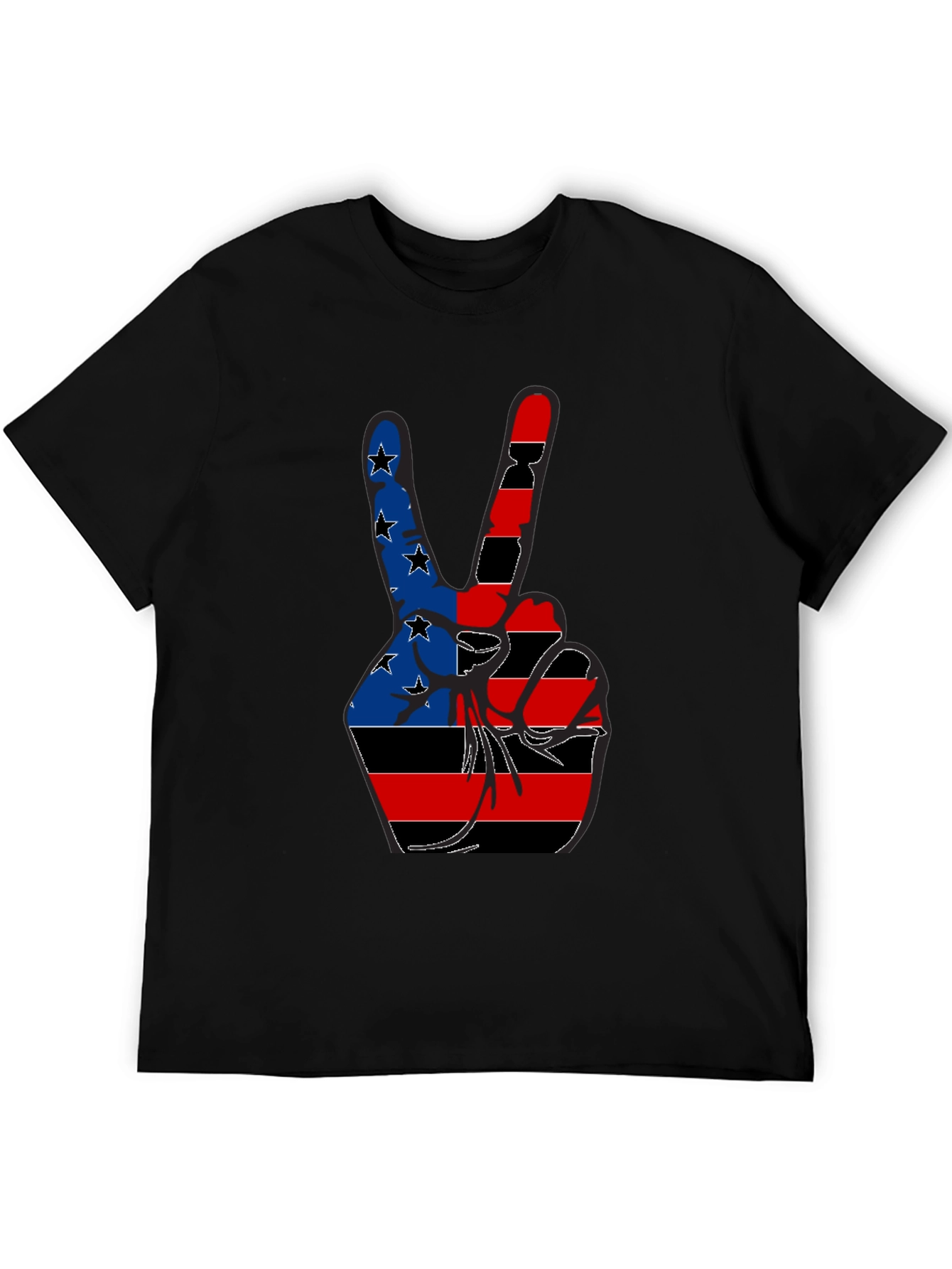 Patriotic Peace Sign Graphic Tee - Black