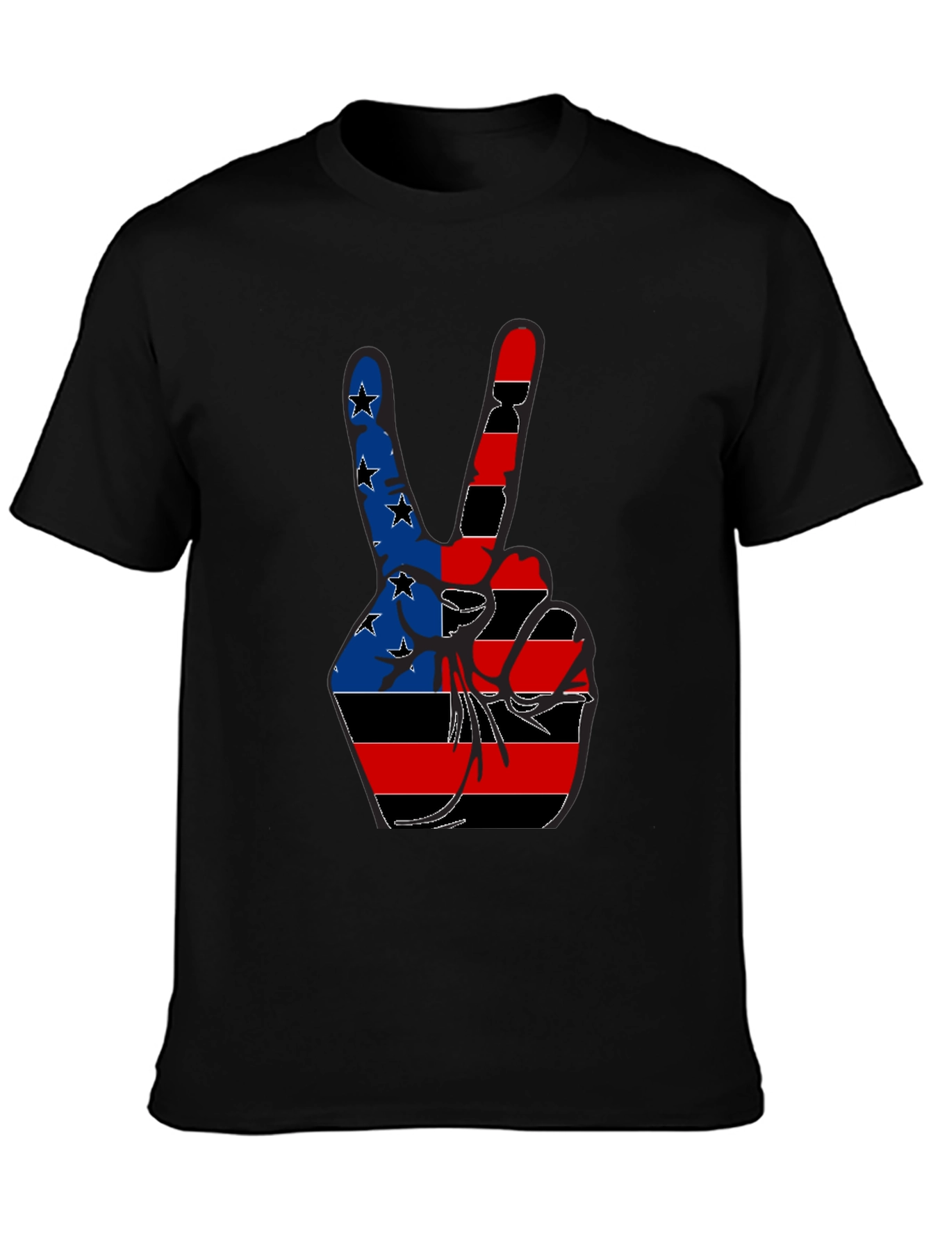 Patriotic Peace Sign Graphic Tee - Black