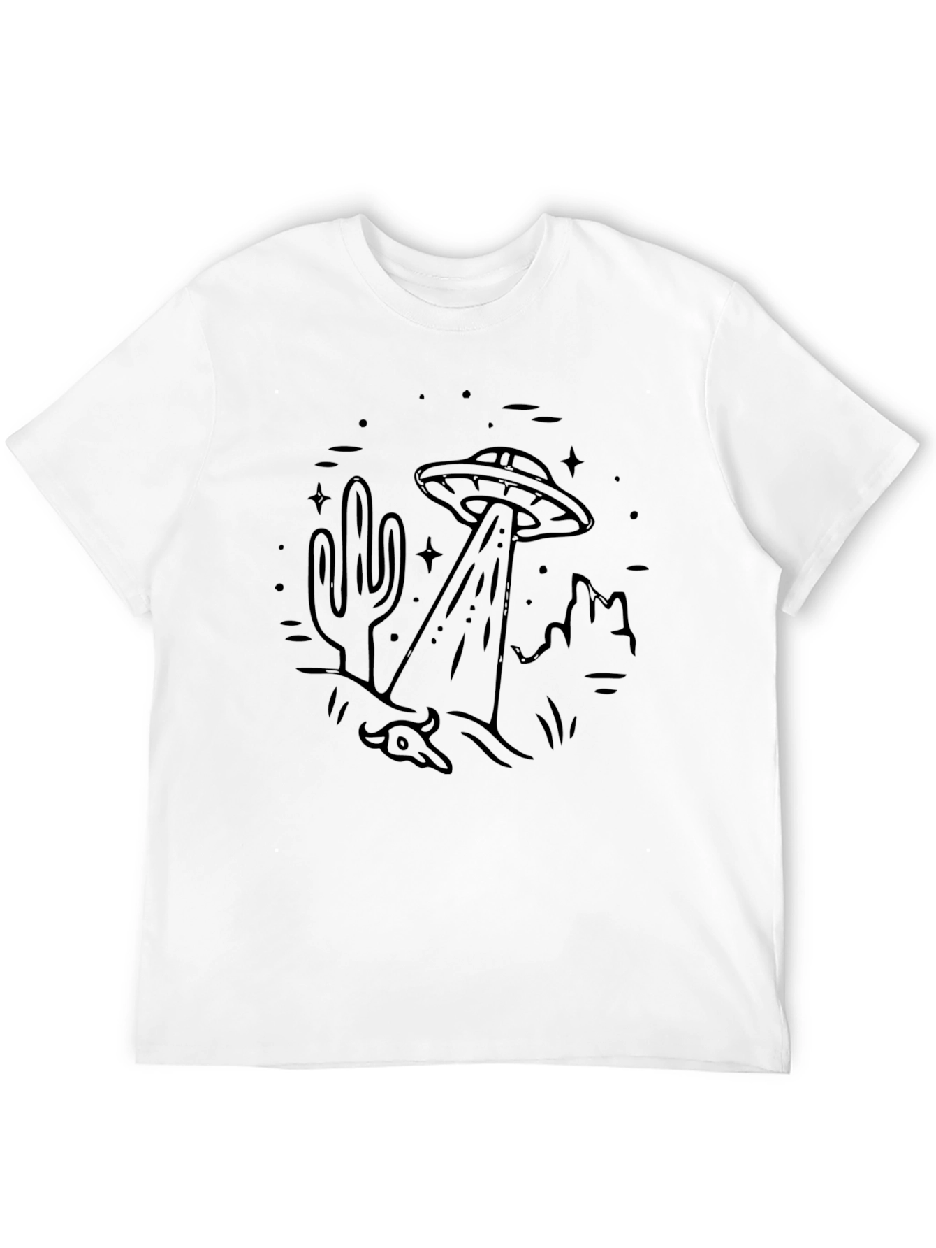 UFO Abduction Graphic Tee - Black Cotton T-Shirt