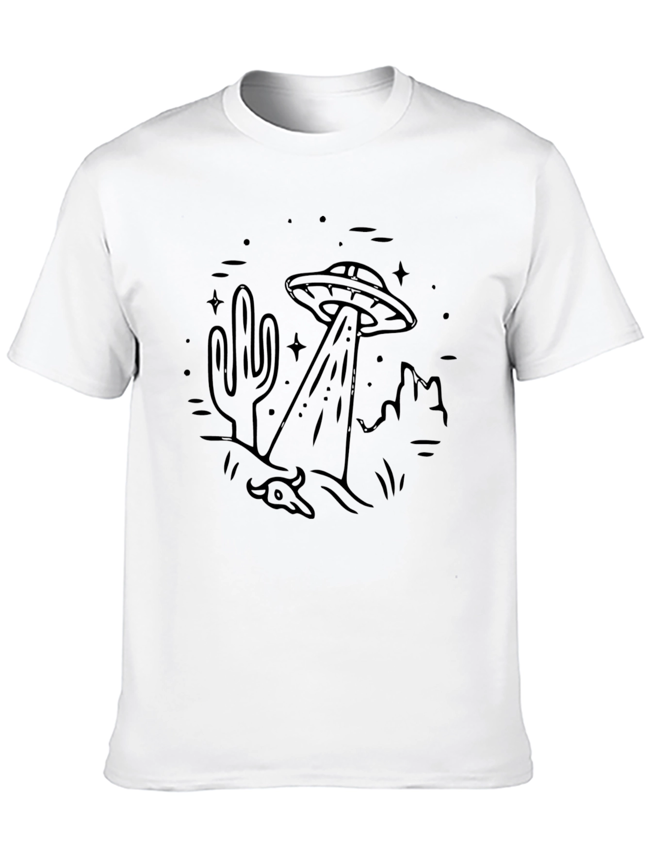 UFO Abduction Graphic Tee - Black Cotton T-Shirt