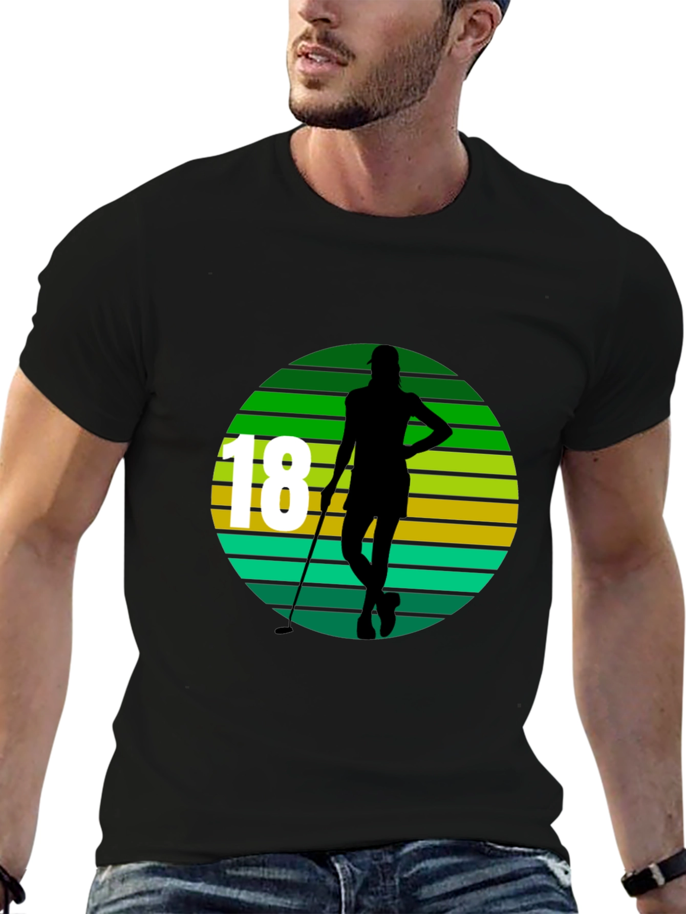 Golfer Silhouette Graphic Tee - 18th Birthday Gift