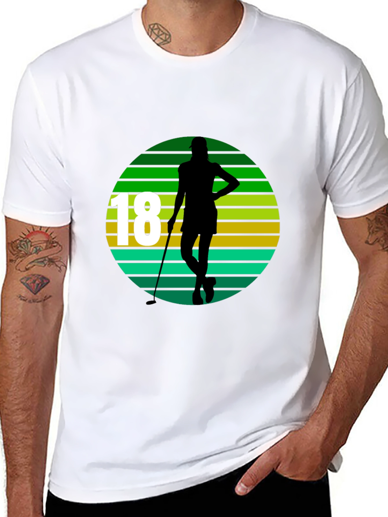 Golfer Silhouette Graphic Tee - 18th Birthday Gift