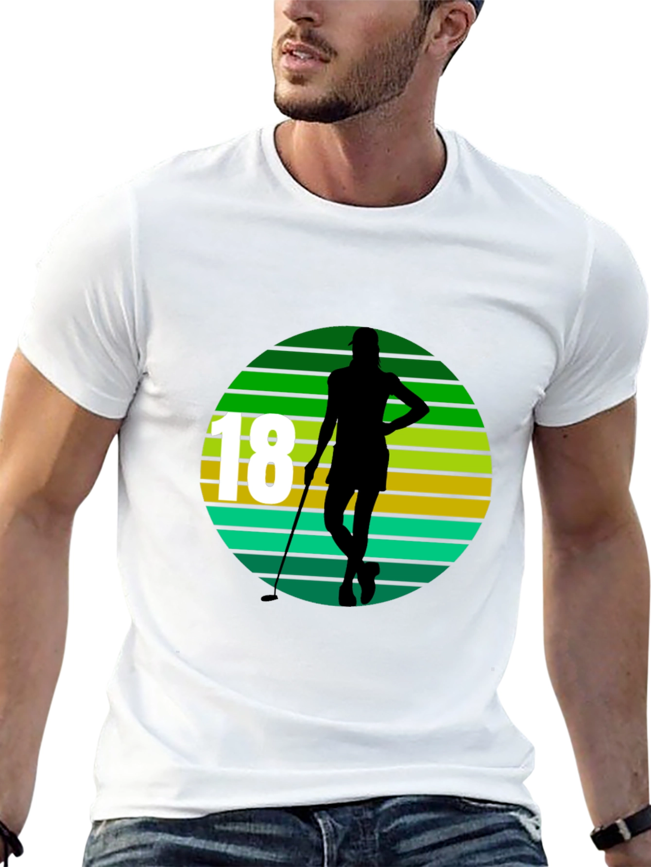 Golfer Silhouette Graphic Tee - 18th Birthday Gift