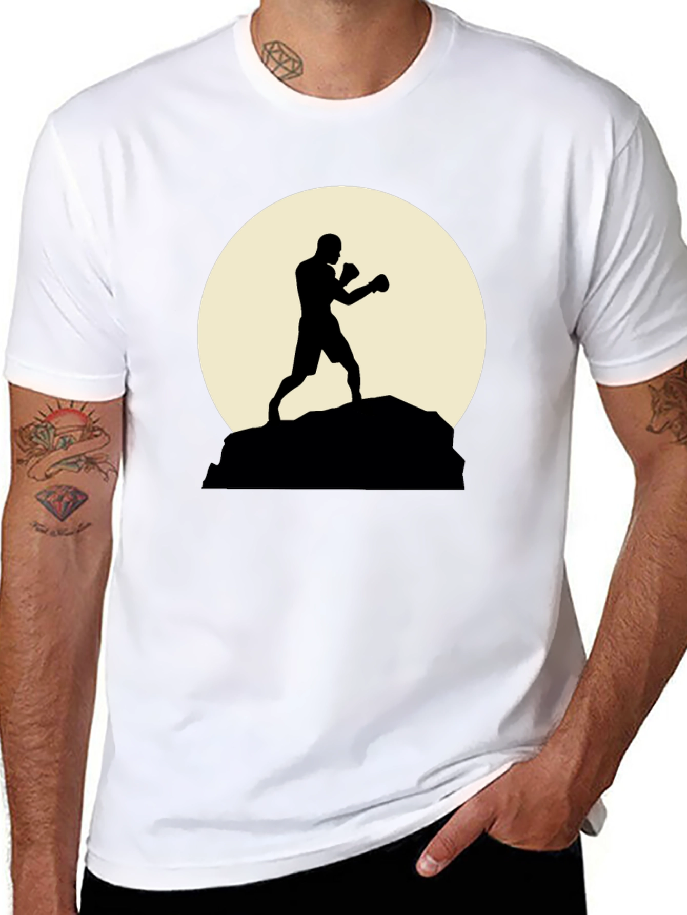 Silhouette Boxer Graphic Tee - Stylish Black Shirt