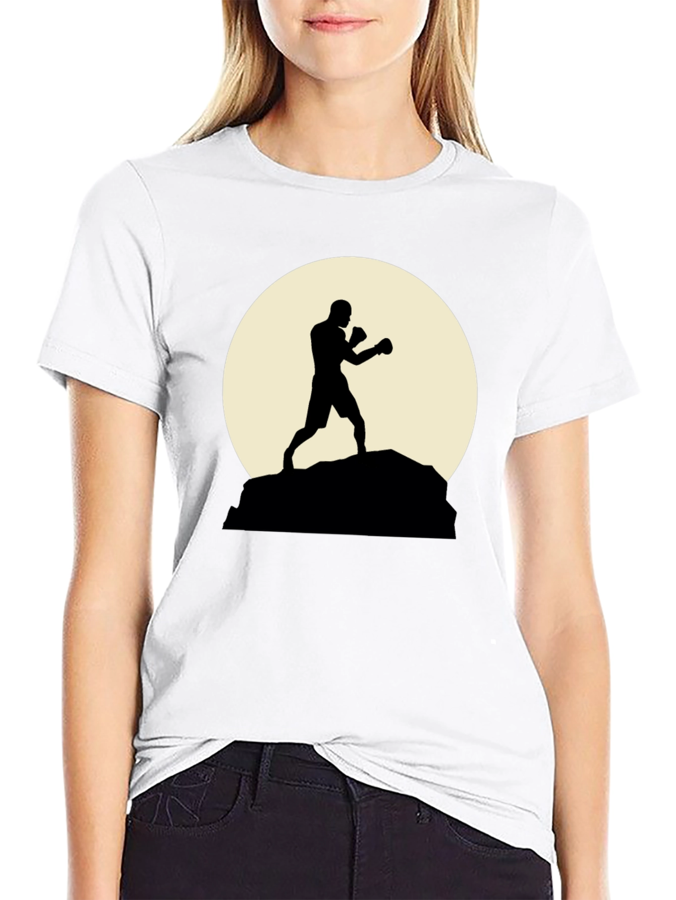 Silhouette Boxer Graphic Tee - Stylish Black Shirt