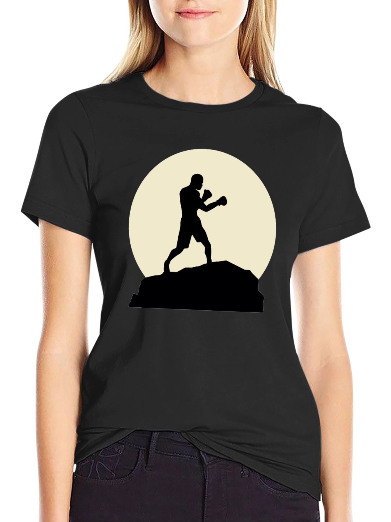 Silhouette Boxer Graphic Tee - Stylish Black Shirt