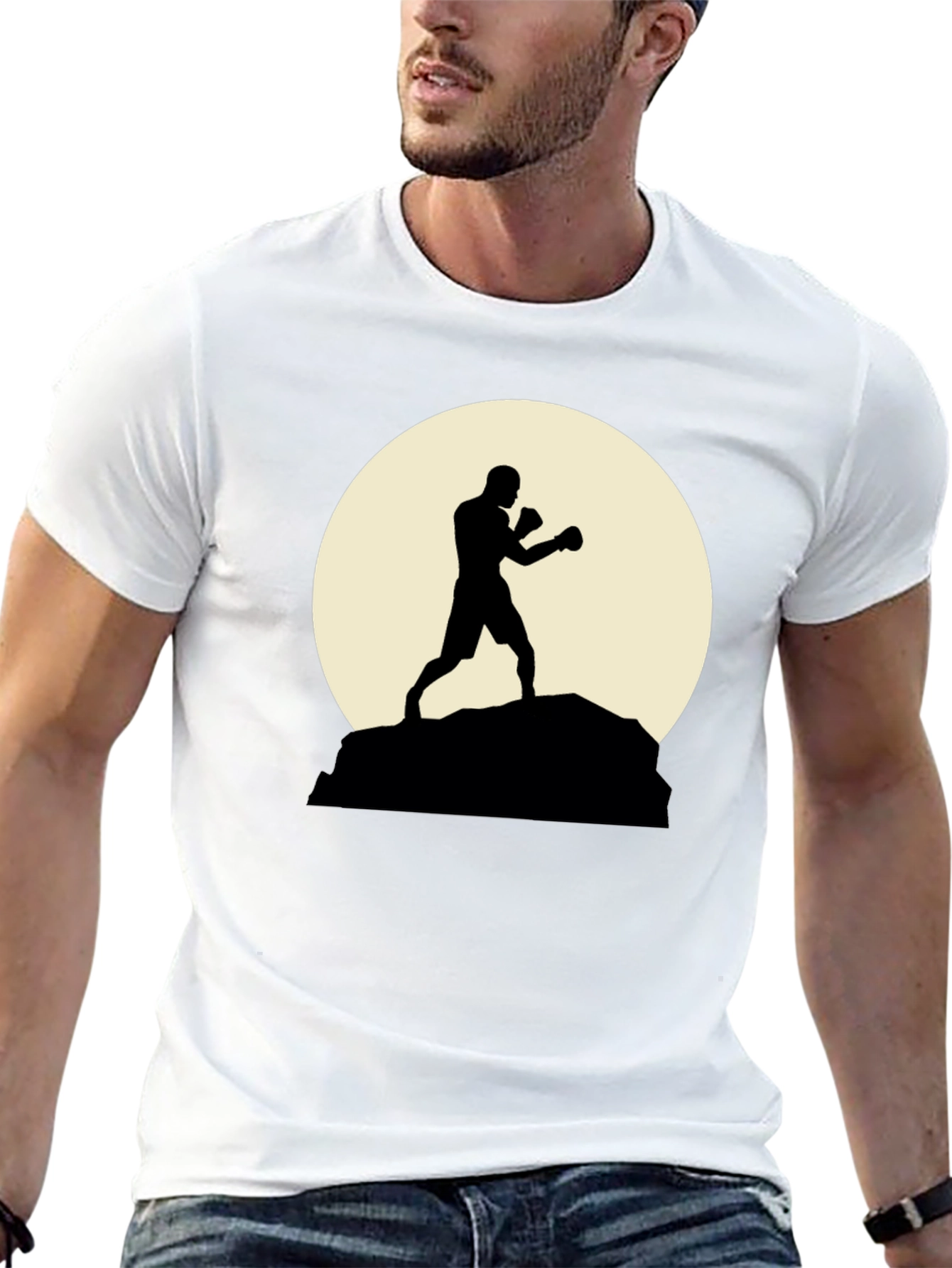 Silhouette Boxer Graphic Tee - Stylish Black Shirt