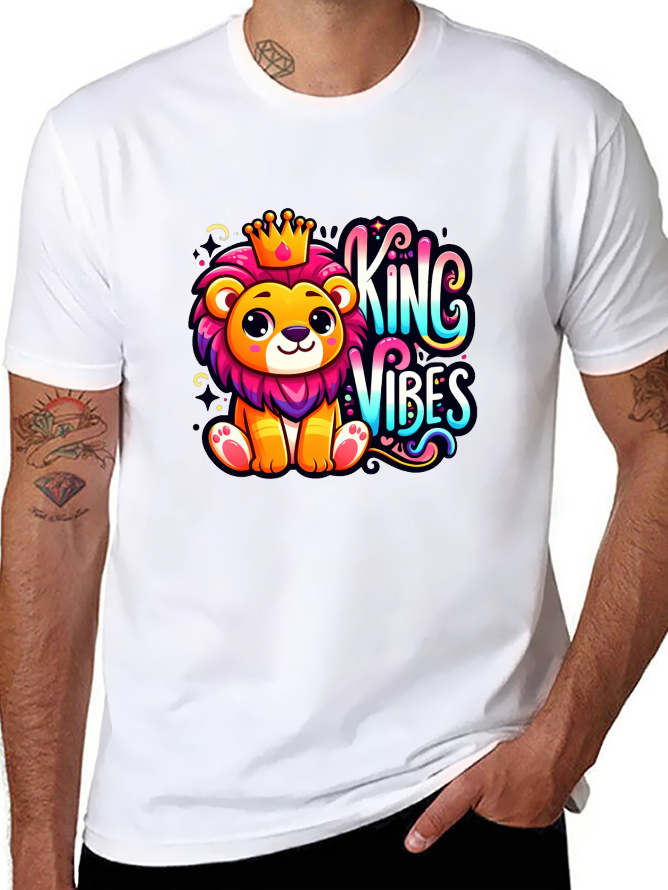 King Vibes Cartoon Lion T-Shirt