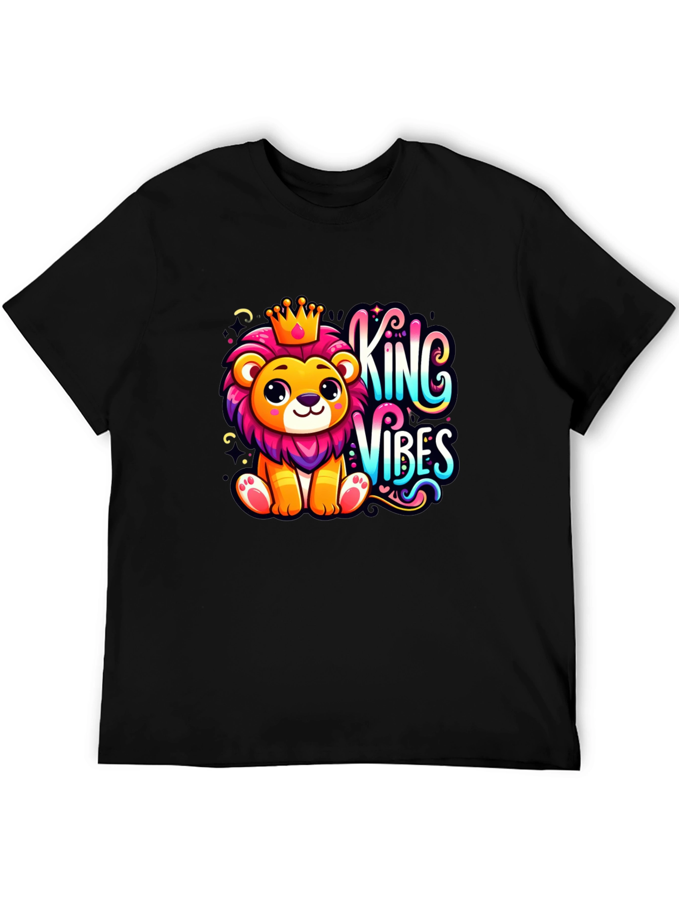 King Vibes Cartoon Lion T-Shirt