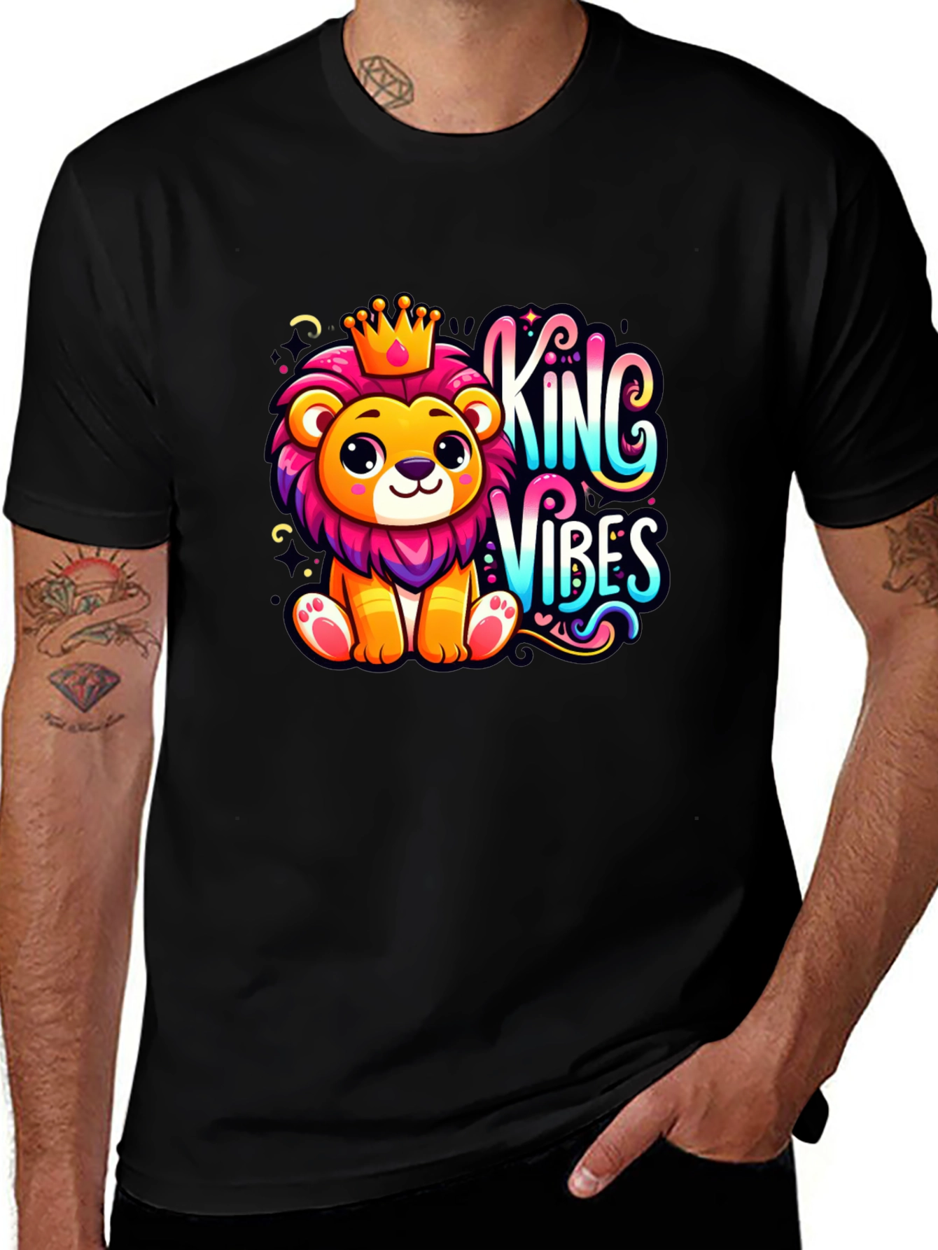 King Vibes Cartoon Lion T-Shirt
