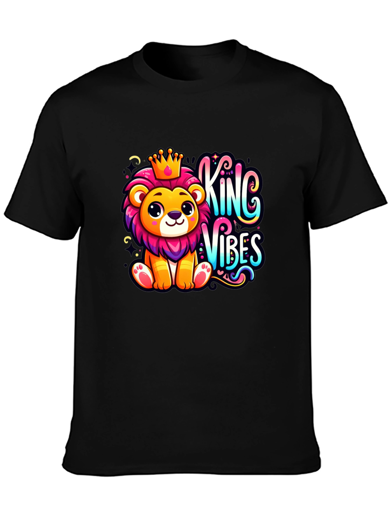 King Vibes Cartoon Lion T-Shirt
