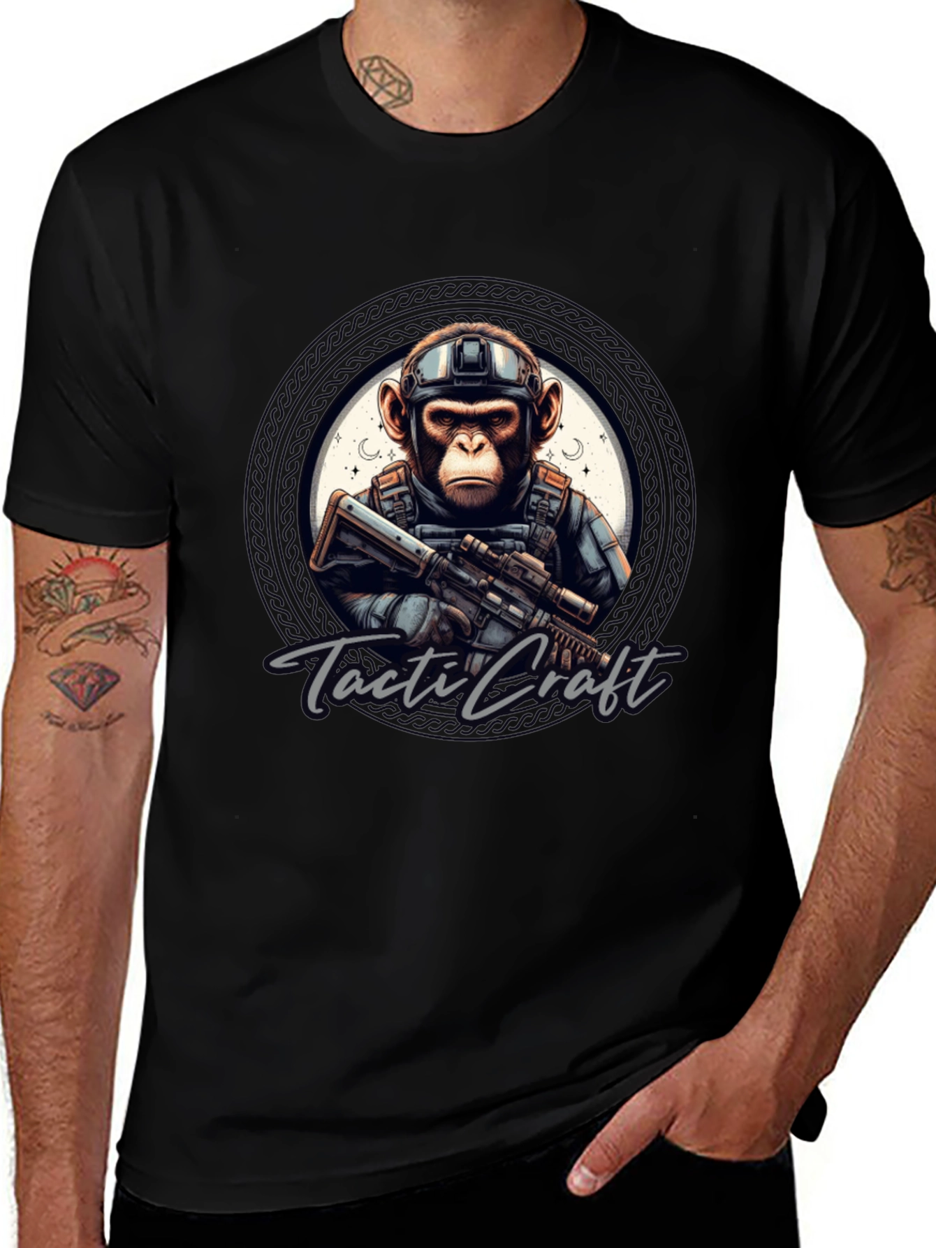 Tactical Monkey Graphic Tee - Black