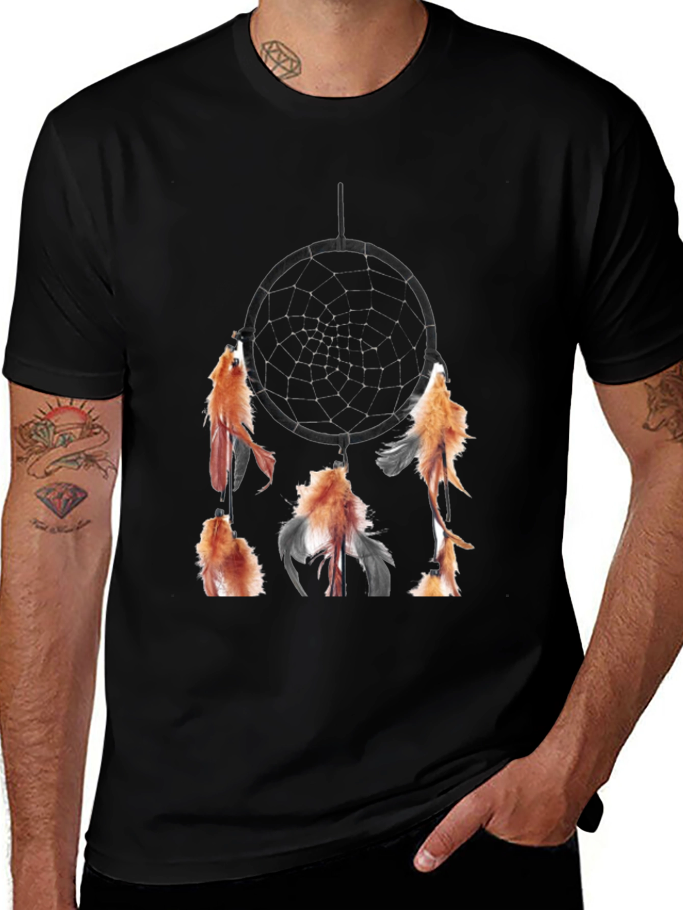 Dream Catcher Graphic Tee - Stylish Black T-Shirt