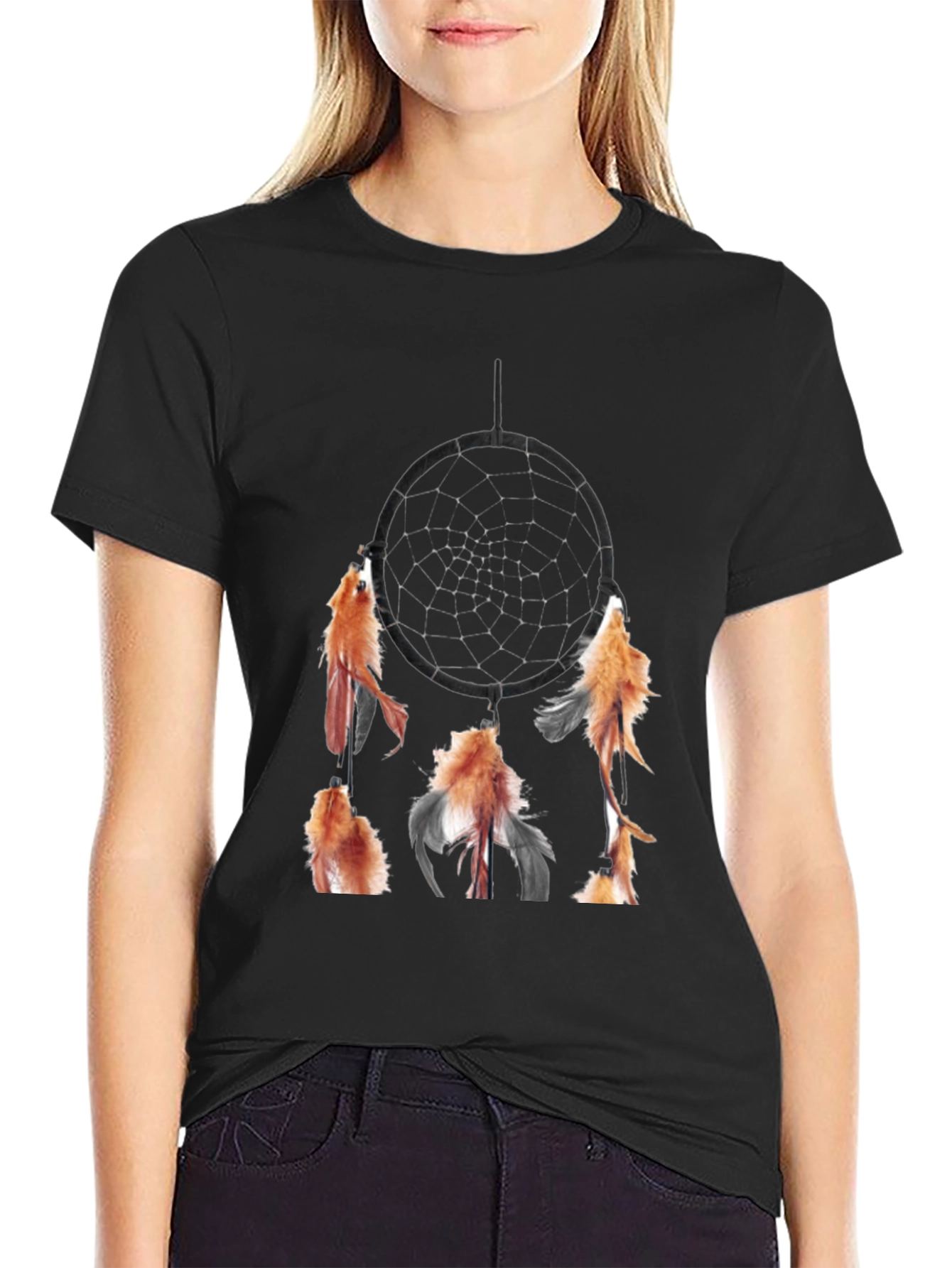 Dream Catcher Graphic Tee - Stylish Black T-Shirt