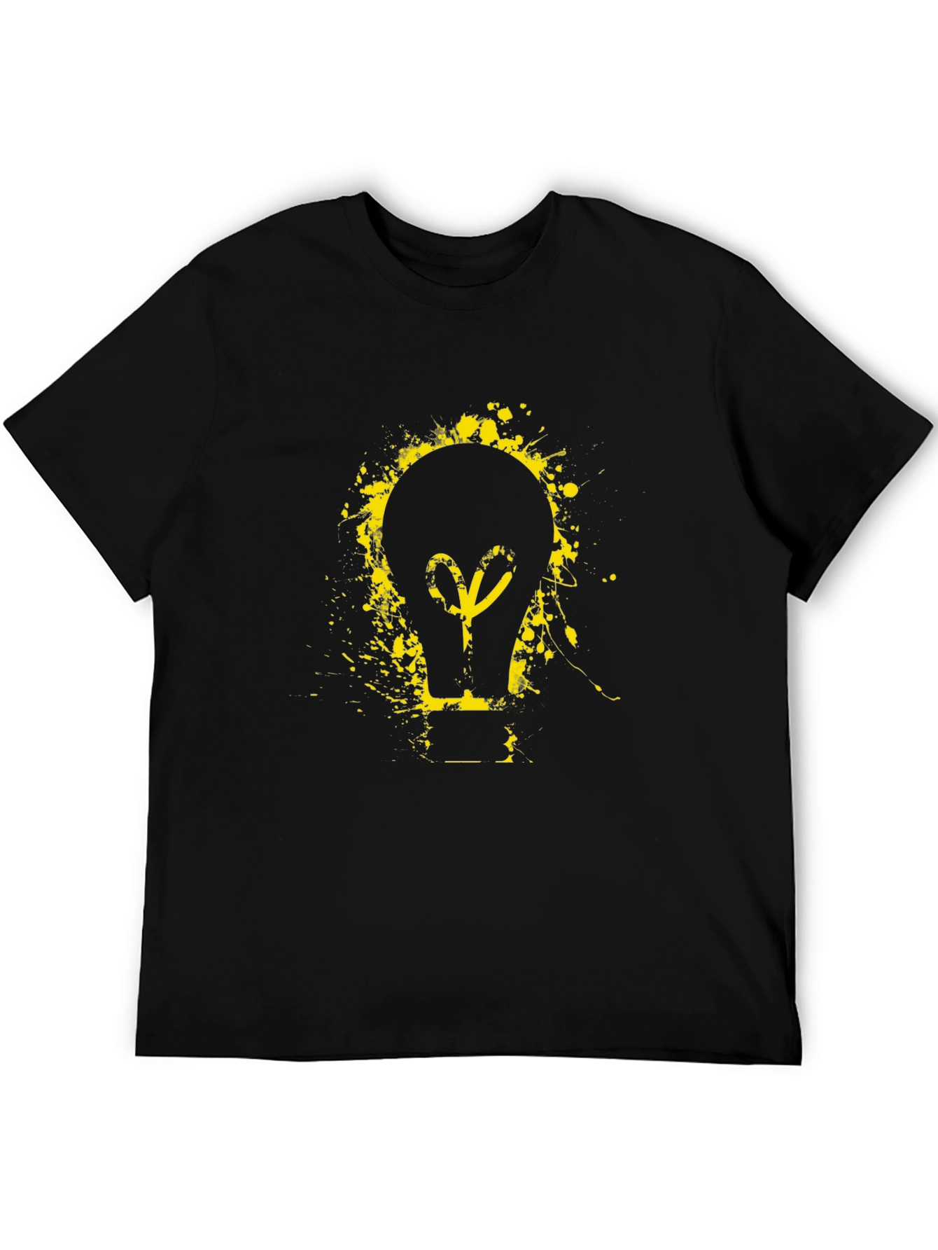 Idea Bulb Graphic Tee - Black Cotton T-Shirt