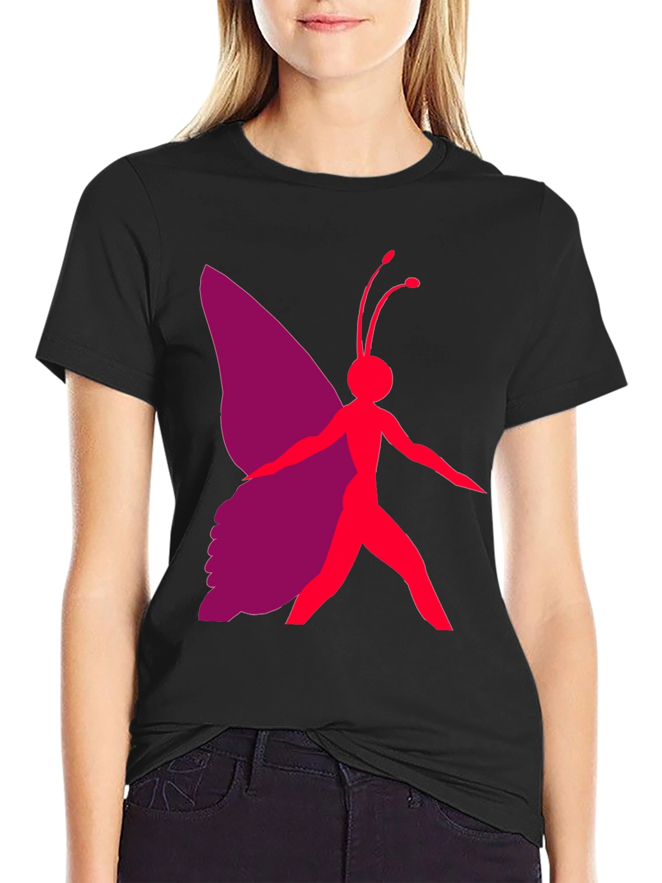 Butterfly Graphic Tee - Black Casual T-Shirt