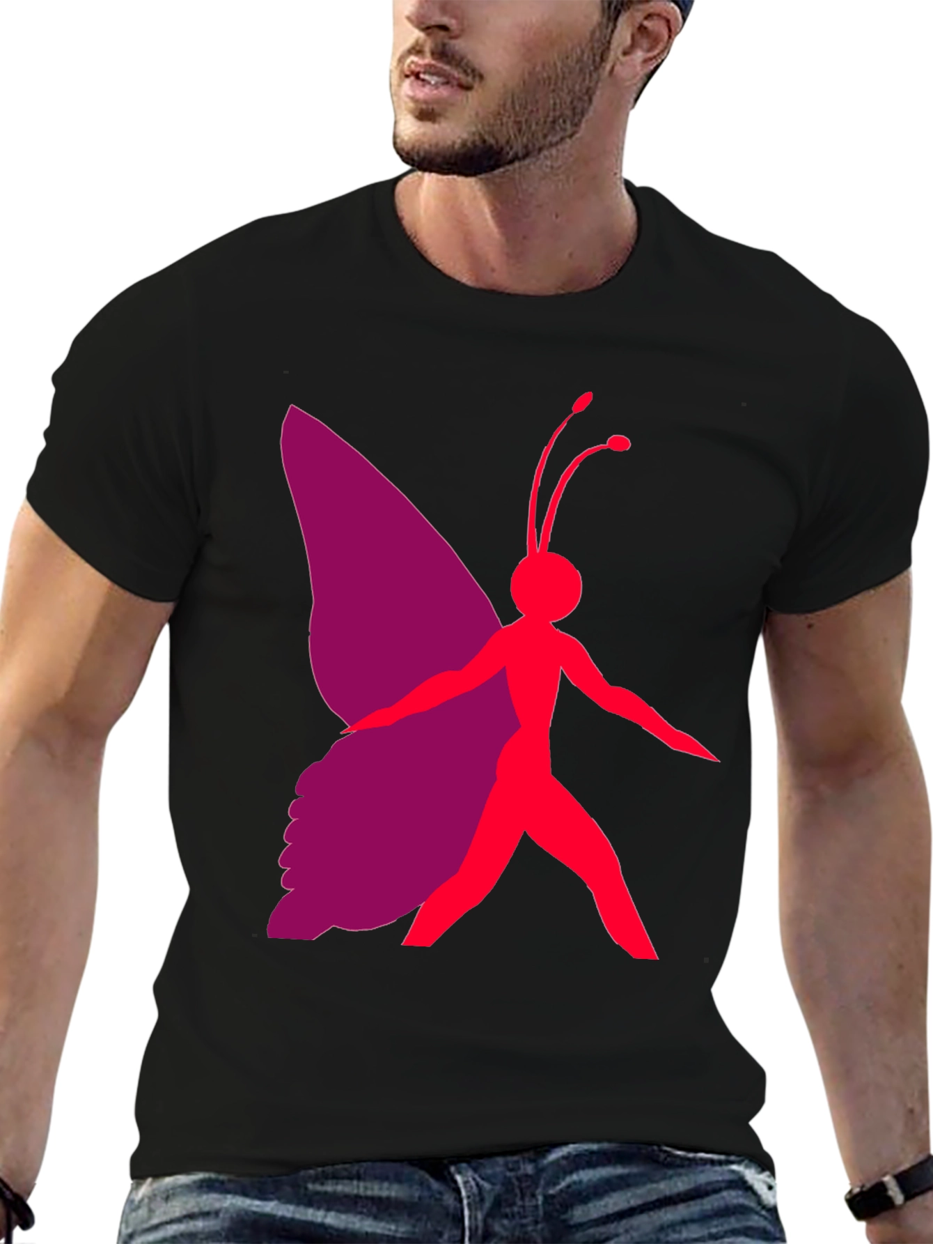 Butterfly Graphic Tee - Black Casual T-Shirt