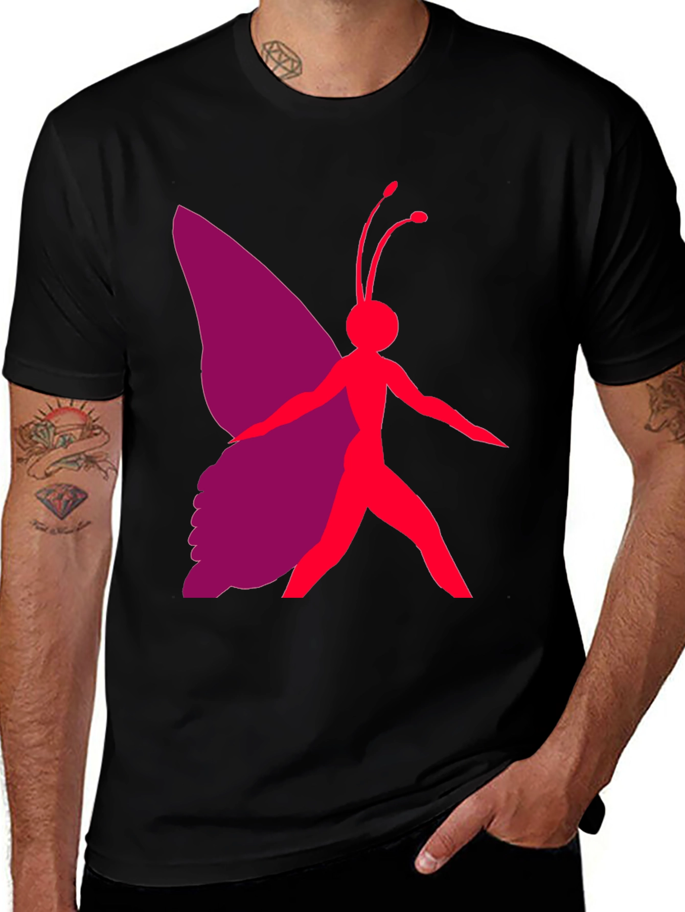 Butterfly Graphic Tee - Black Casual T-Shirt