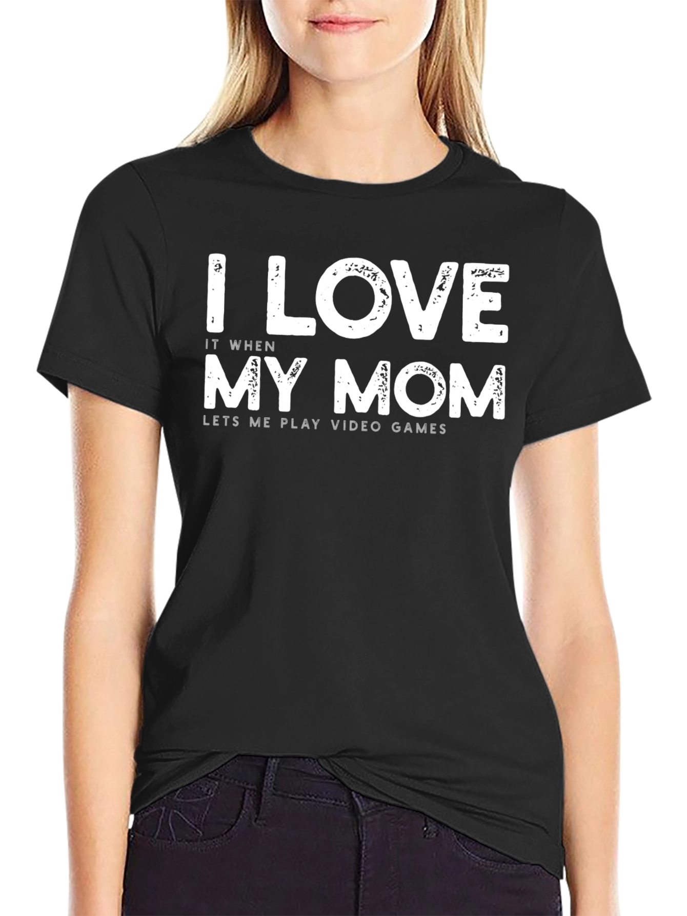 I Love My Mom Video Game T-Shirt - Black