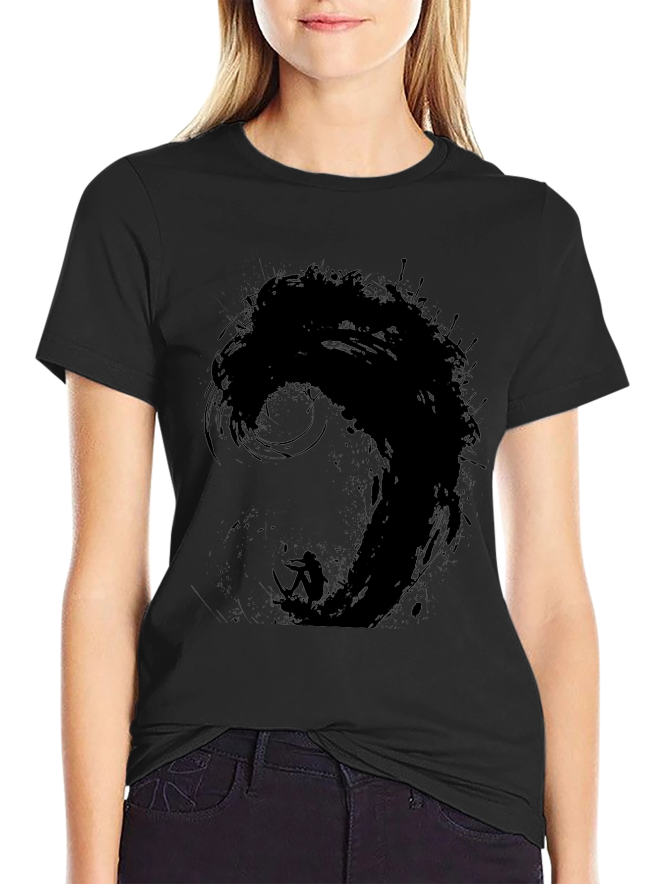 Black Wave Surfer Graphic Tee