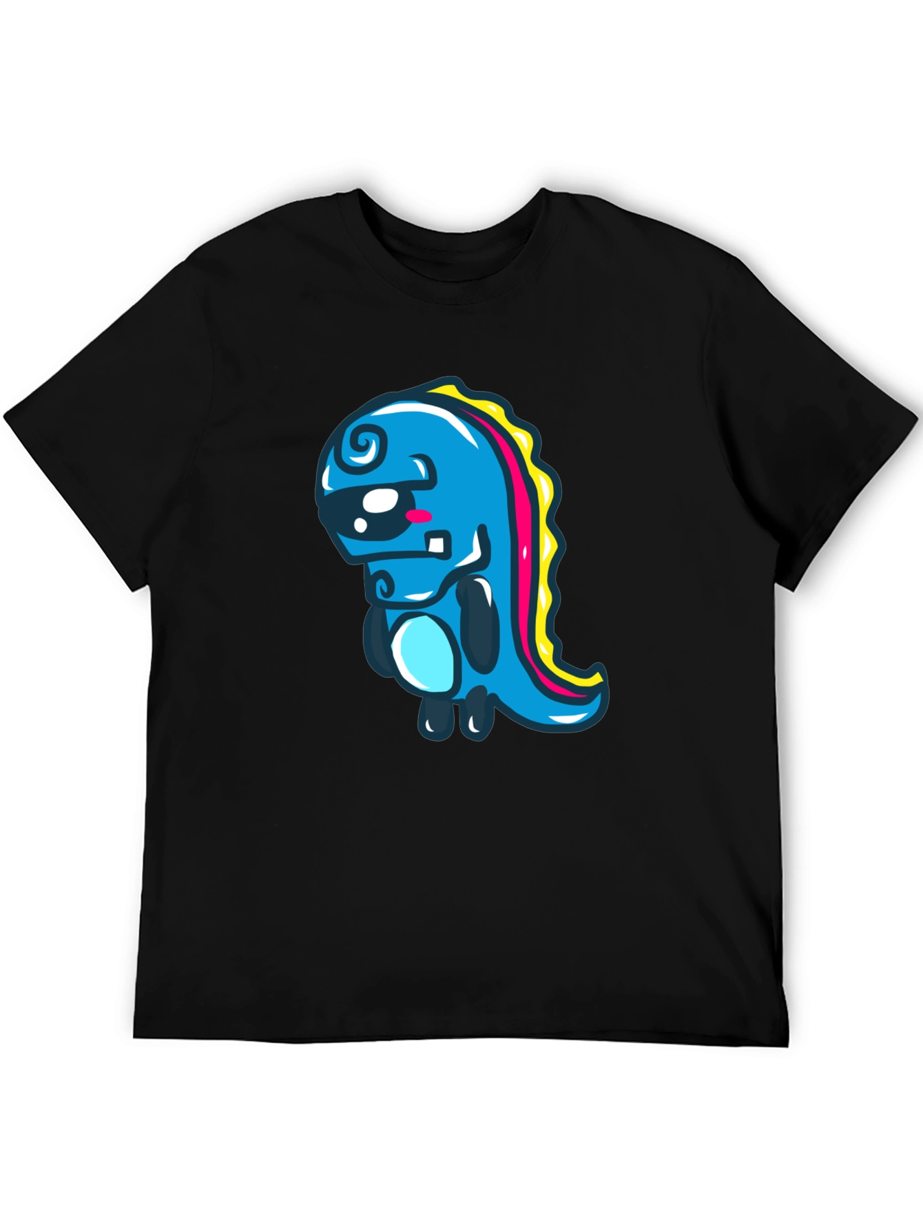 Cartoon Dinosaur Graphic Black T-Shirt