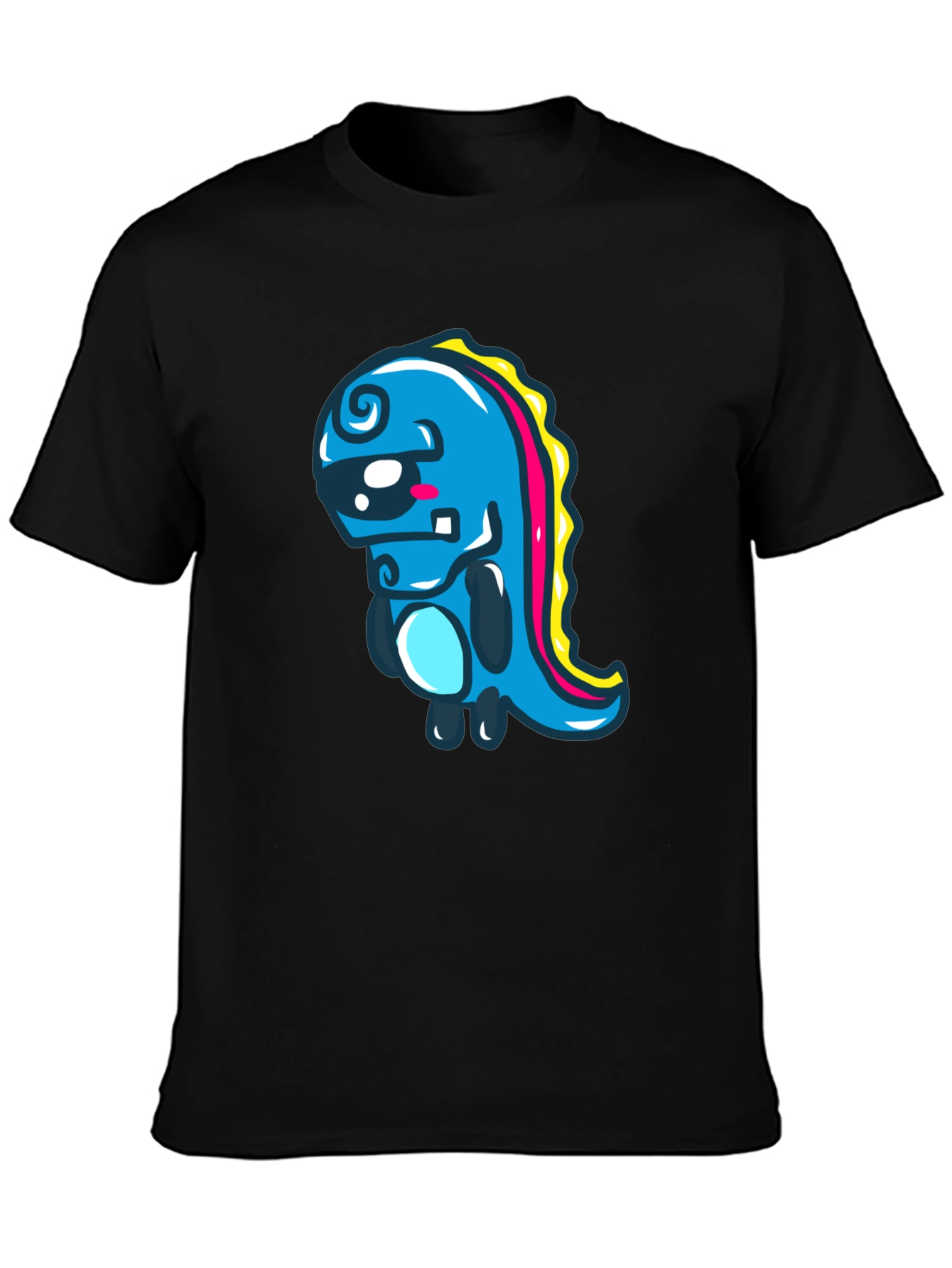 Cartoon Dinosaur Graphic Black T-Shirt