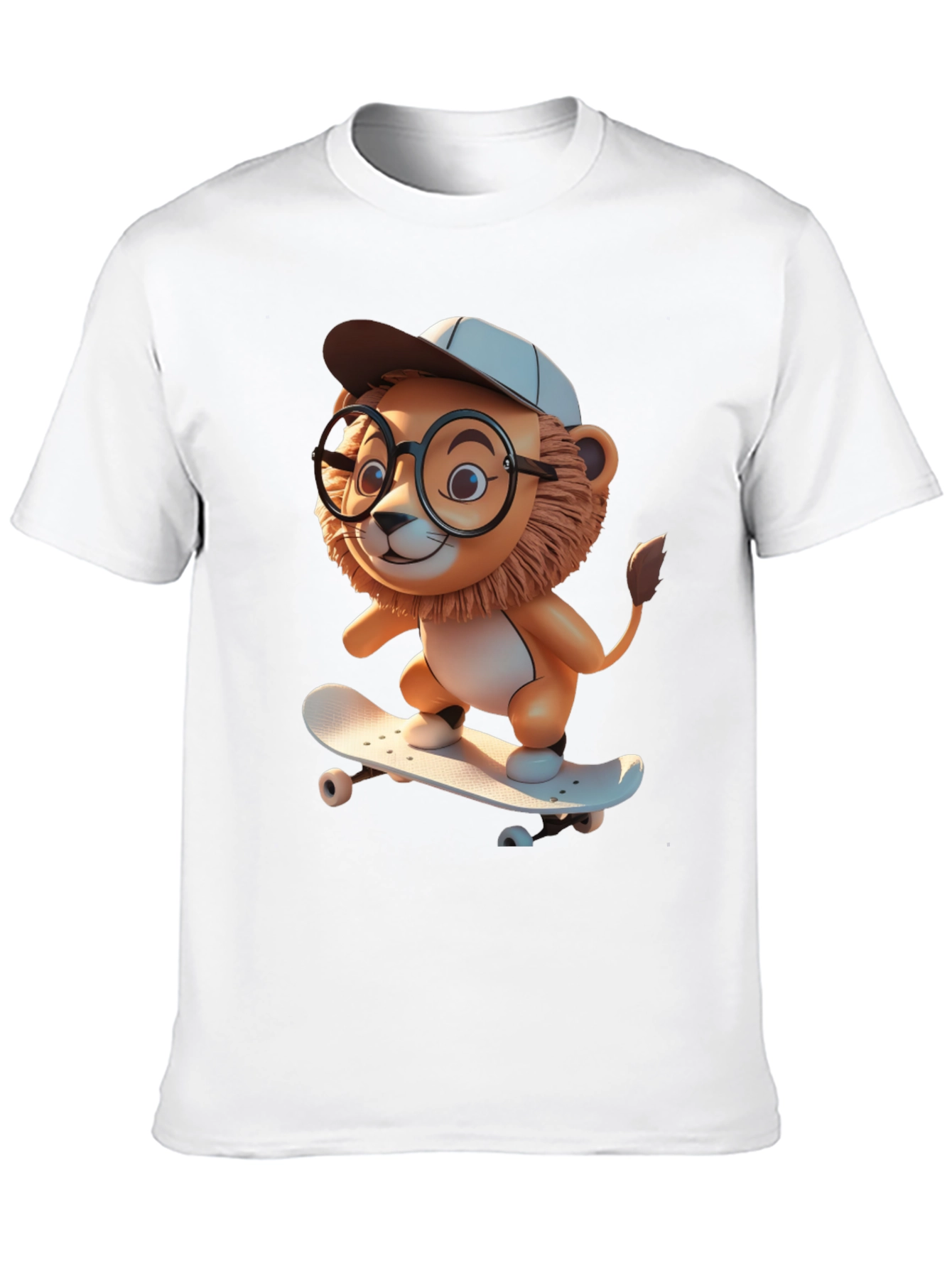 Lion Skateboard Graphic Tee - Cool Cartoon Style