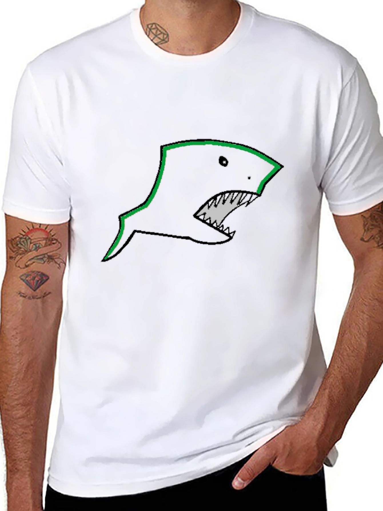 Black Shark Graphic Tee - Edgy Style