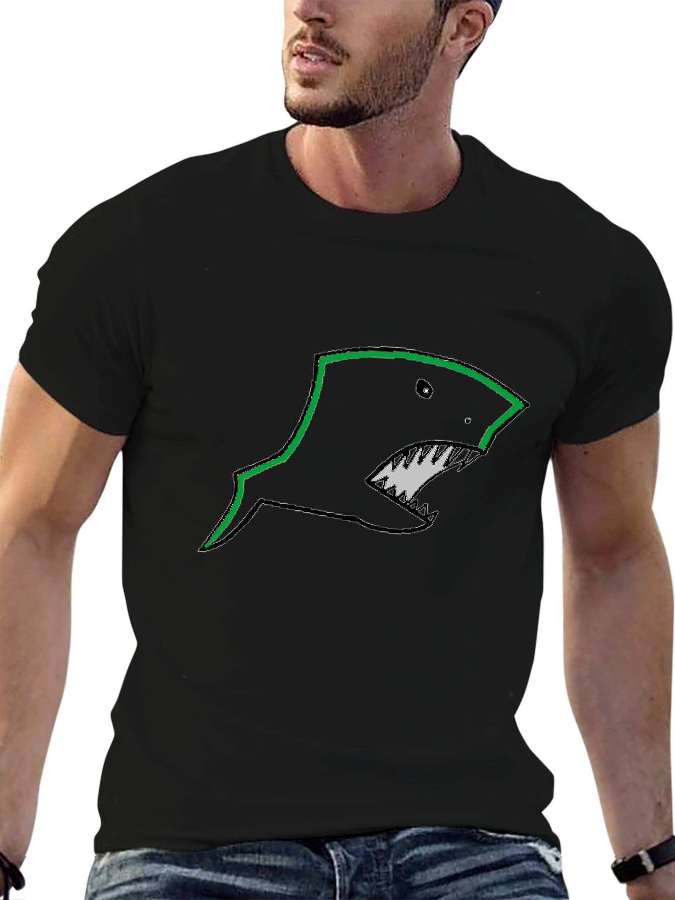 Black Shark Graphic Tee - Edgy Style