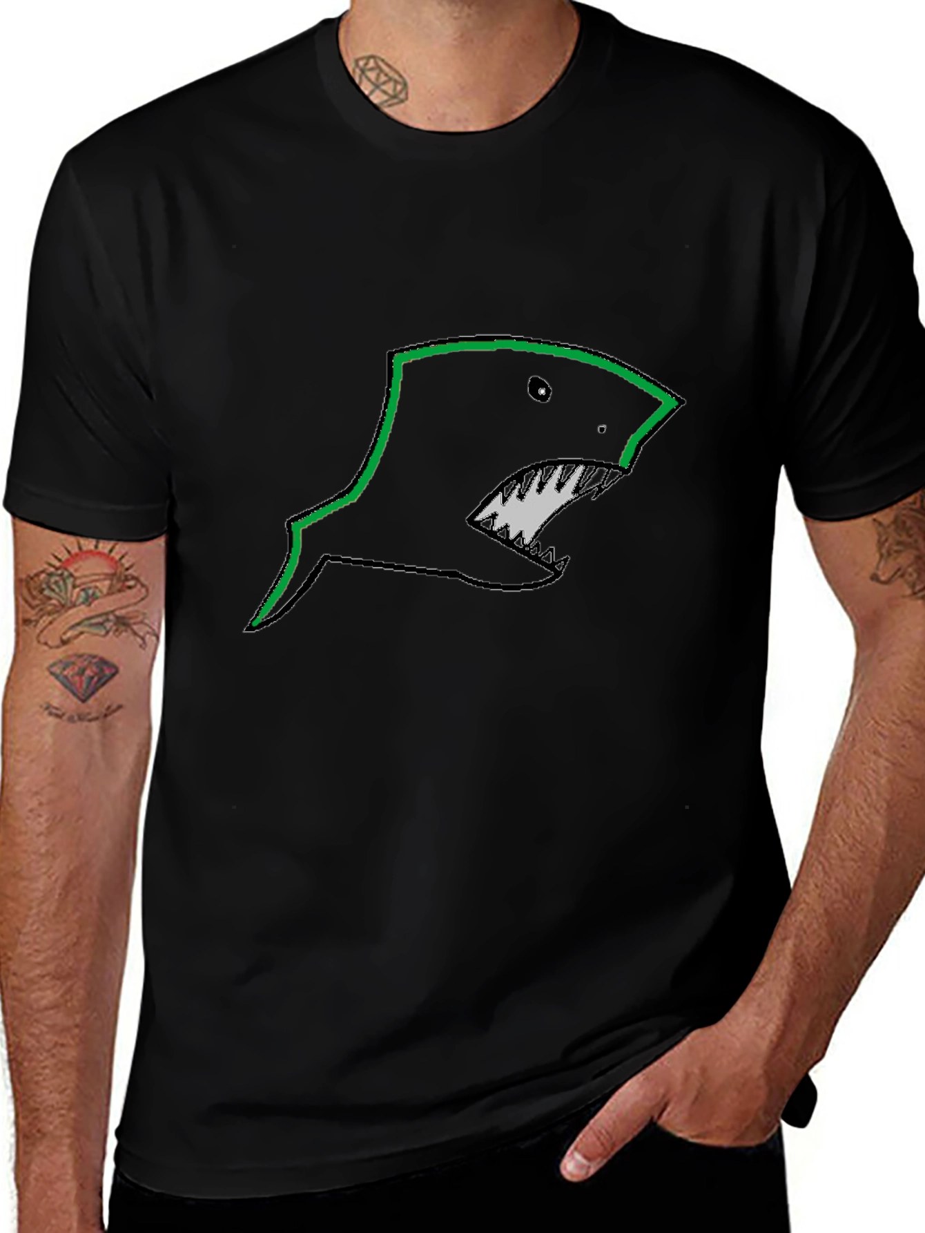 Black Shark Graphic Tee - Edgy Style