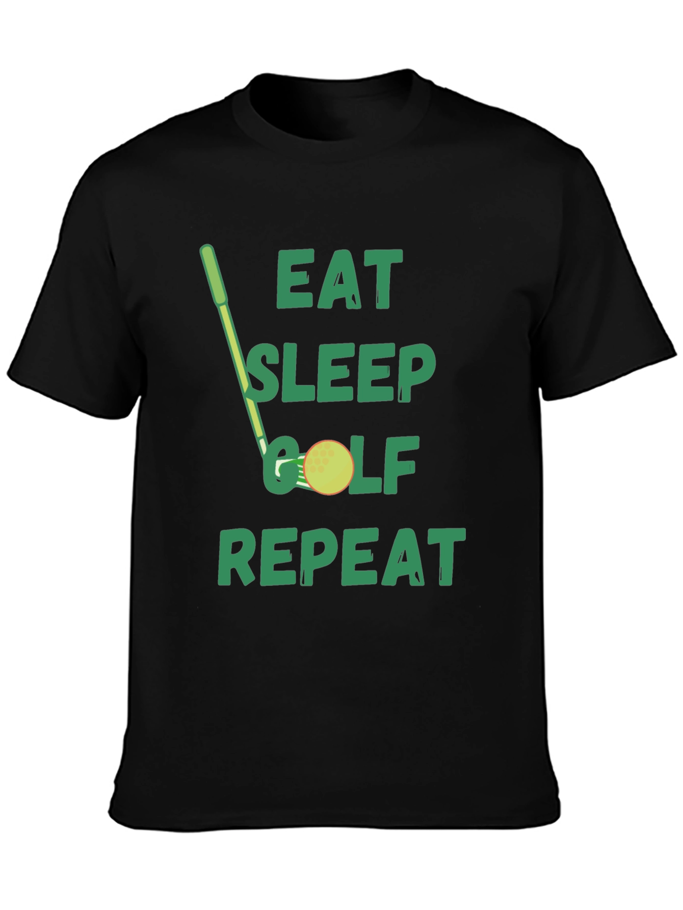 Eat Sleep Golf Repeat Black Graphic Tee