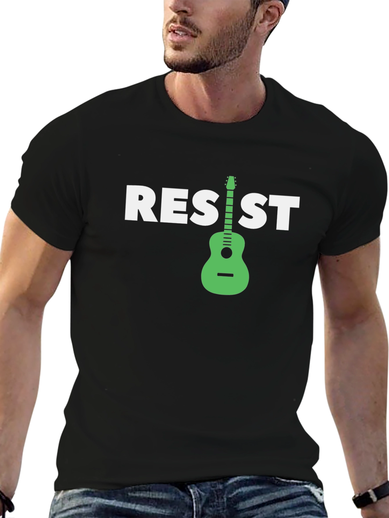 Resist Graphic T-Shirt with Guitar