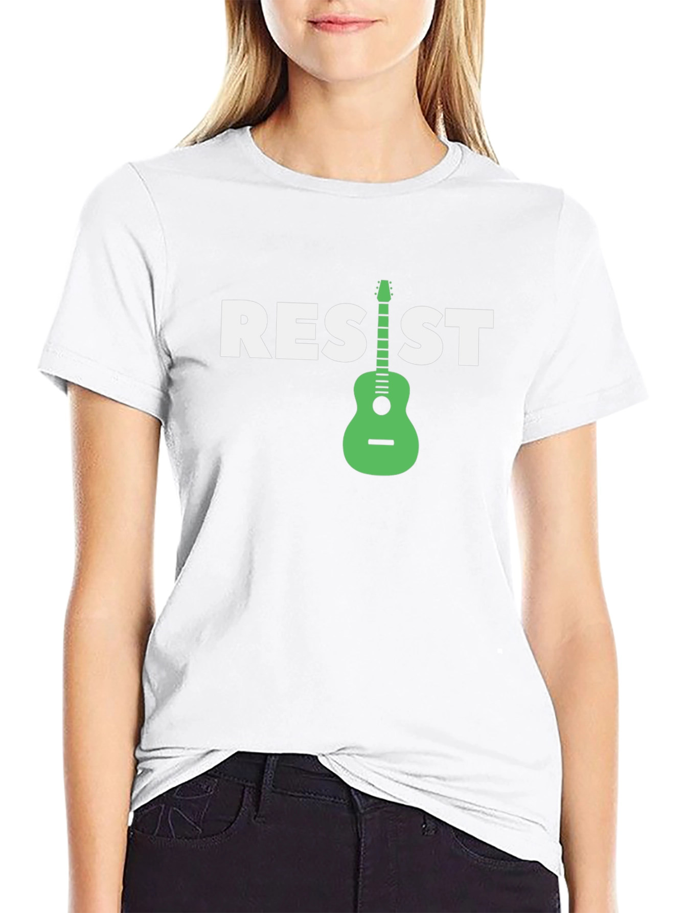 Resist Graphic T-Shirt with Guitar