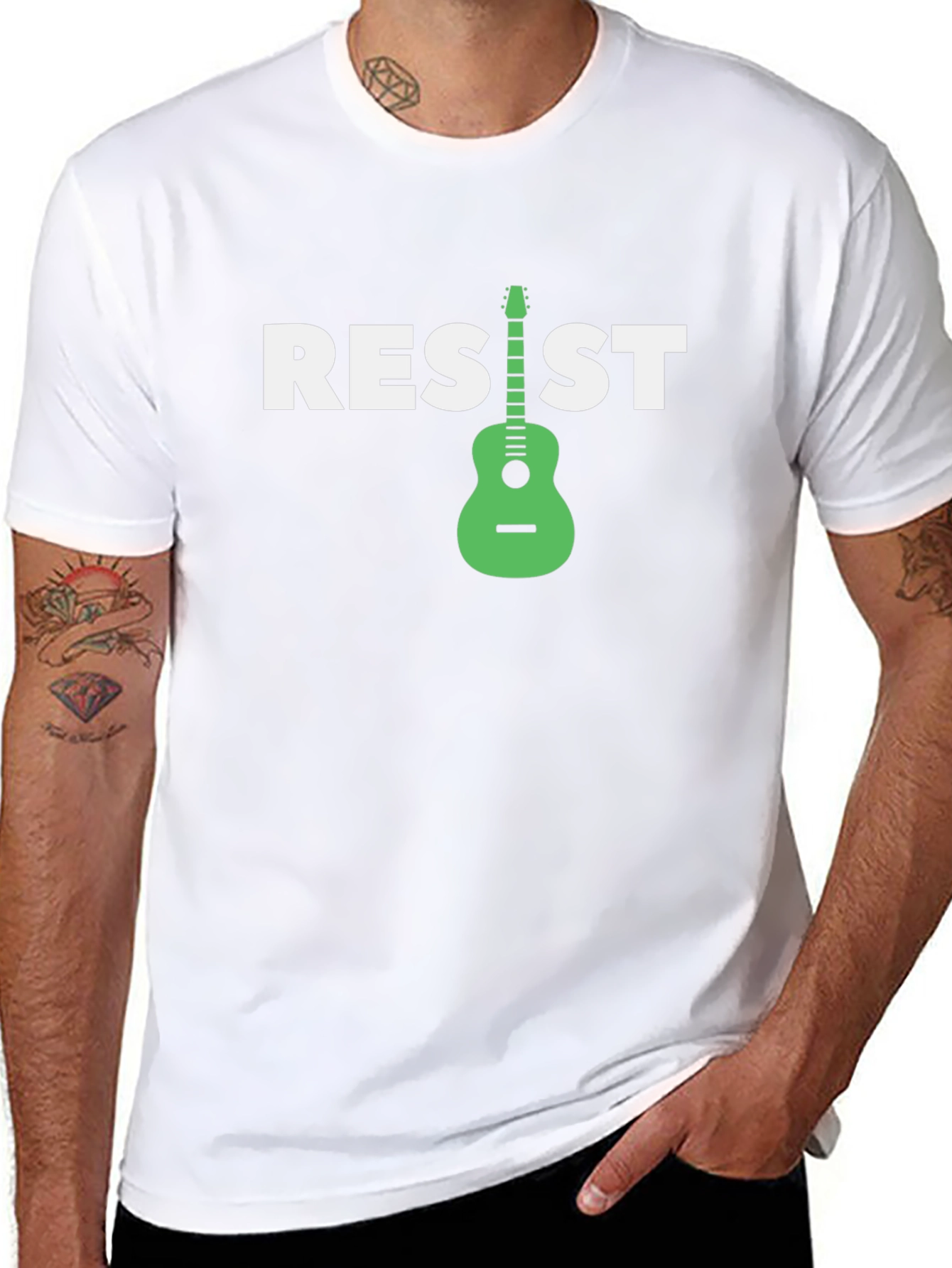 Resist Graphic T-Shirt with Guitar