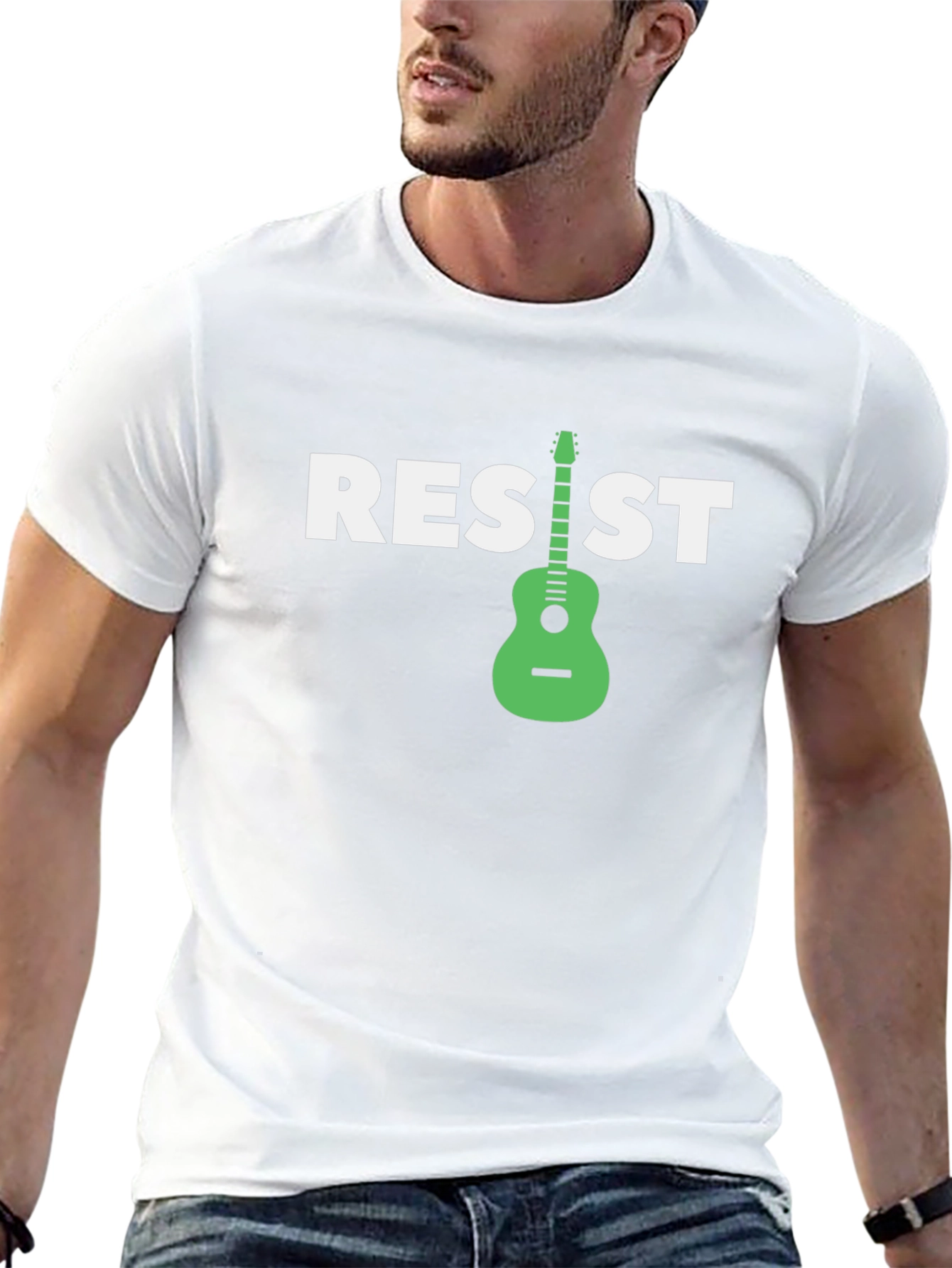 Resist Graphic T-Shirt with Guitar