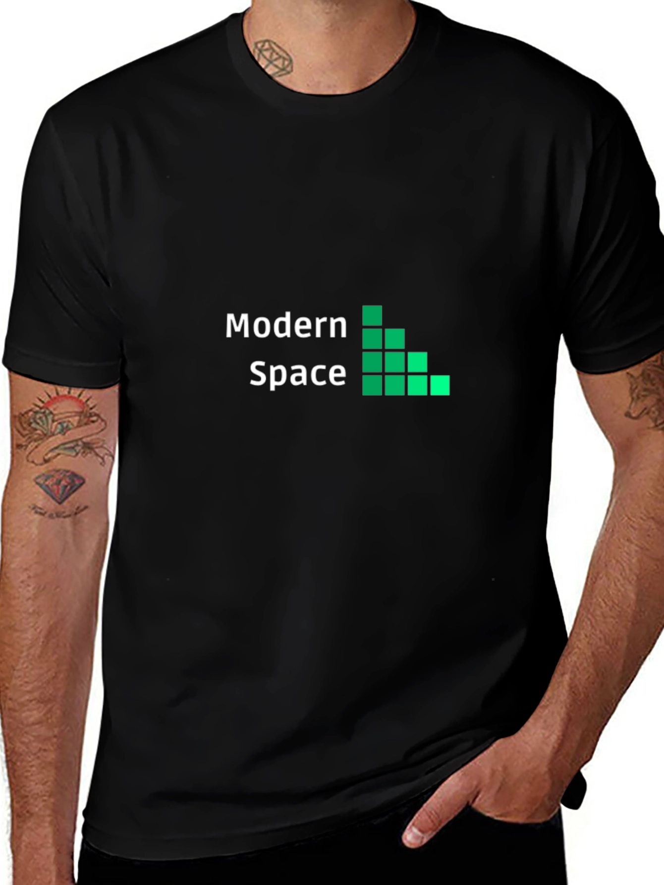 Modern Space Black Graphic Tee for Men