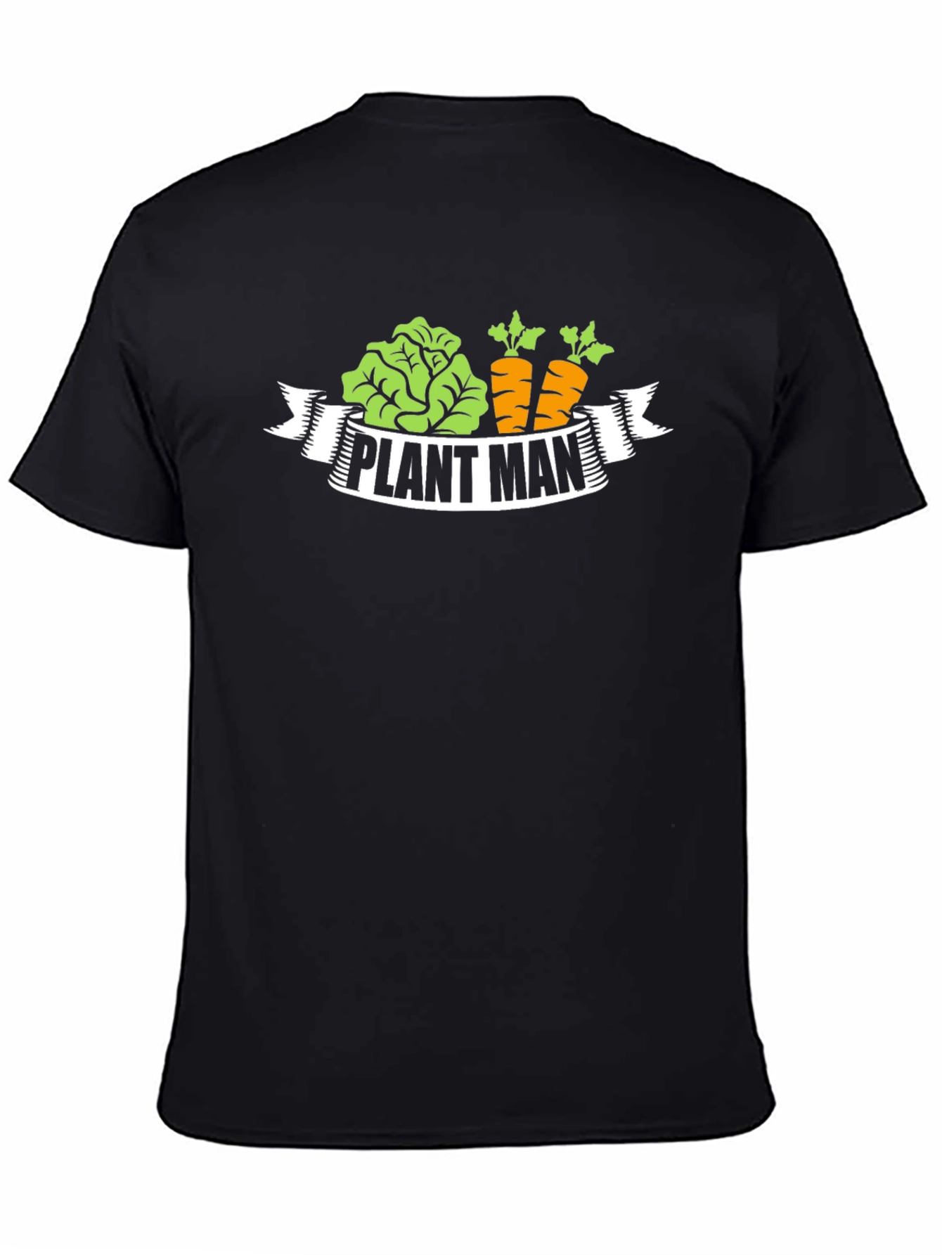 Plant Man T-Shirt - Black Gardening Vegan Carrots Lettuce