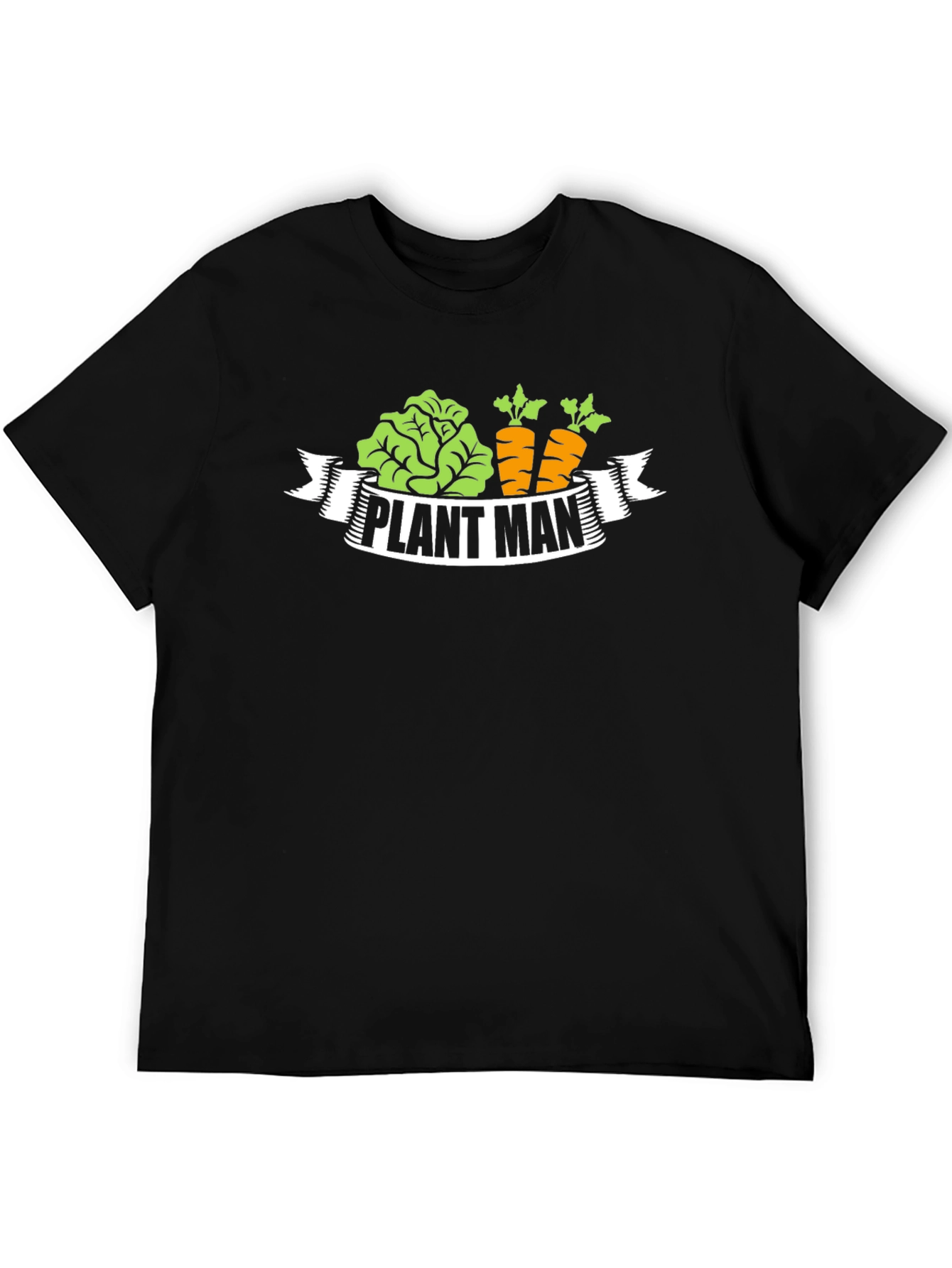 Plant Man T-Shirt - Black Gardening Vegan Carrots Lettuce