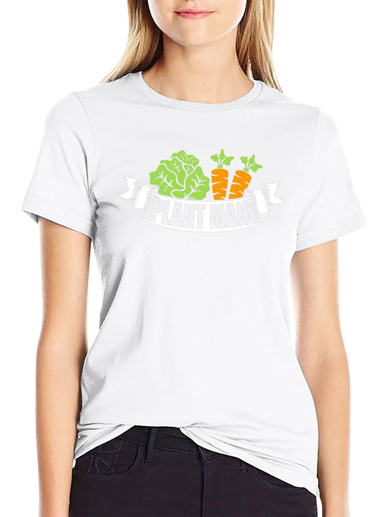 Plant Man T-Shirt - Black Gardening Vegan Carrots Lettuce