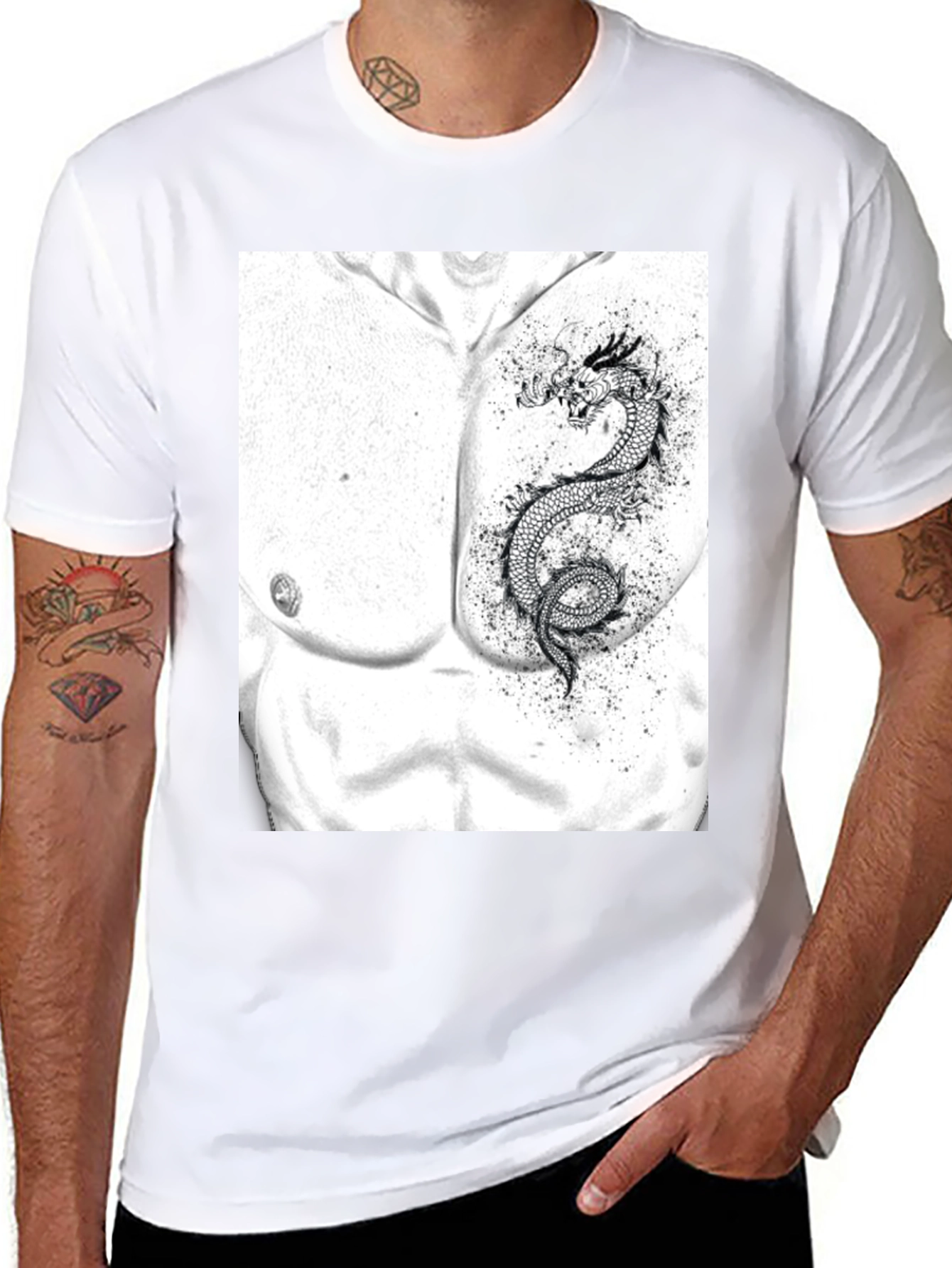 Dragon Chest Graphic Black T-Shirt