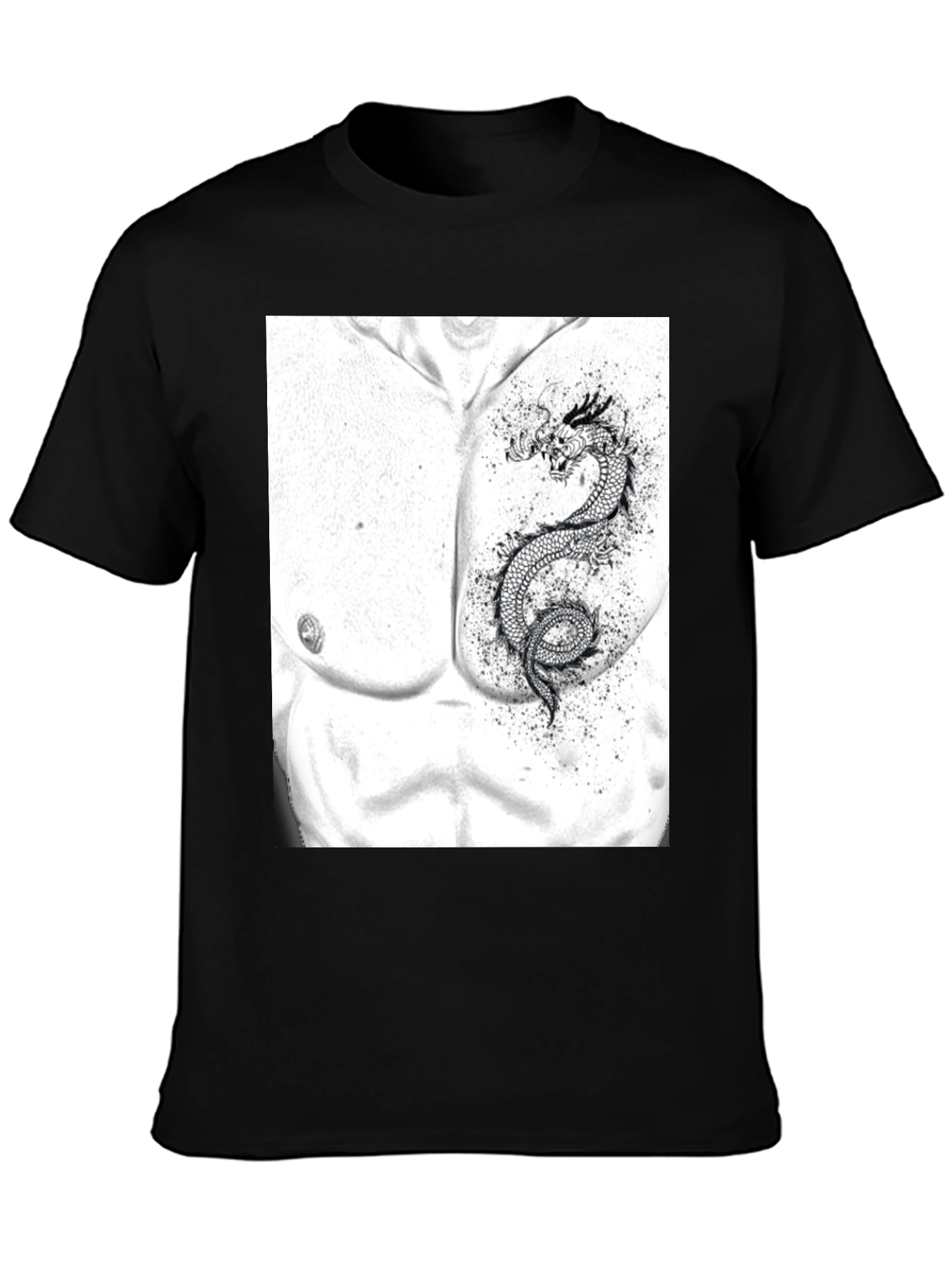 Dragon Chest Graphic Black T-Shirt