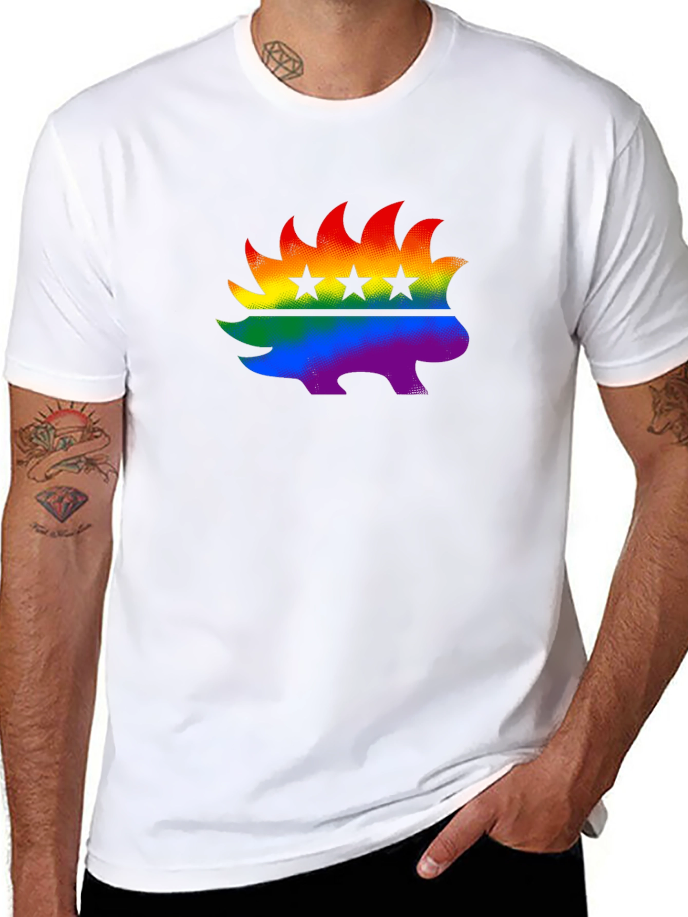 Rainbow Libertarian Porcupine T-Shirt