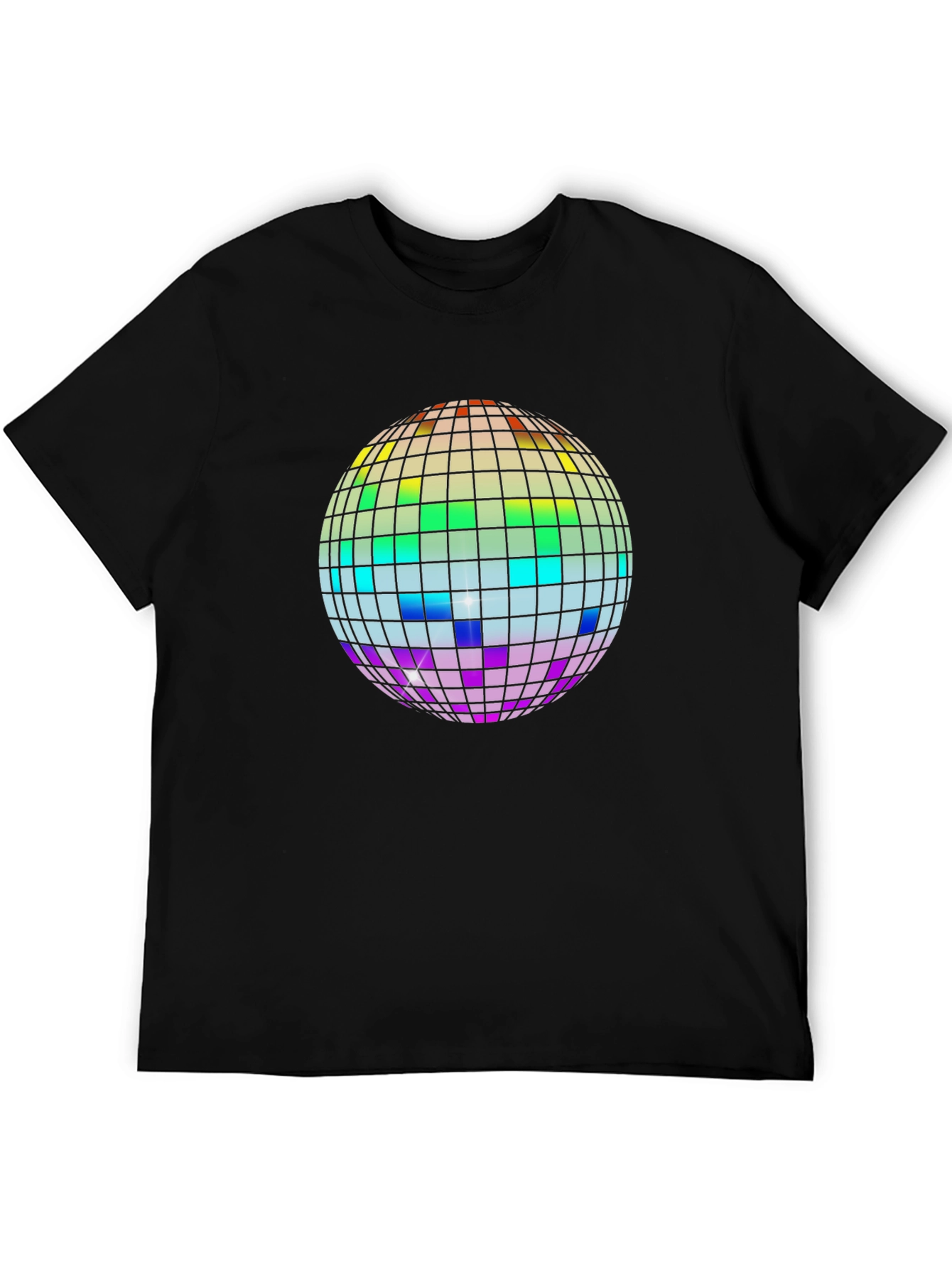 Rainbow Disco Ball Graphic Tee - Black