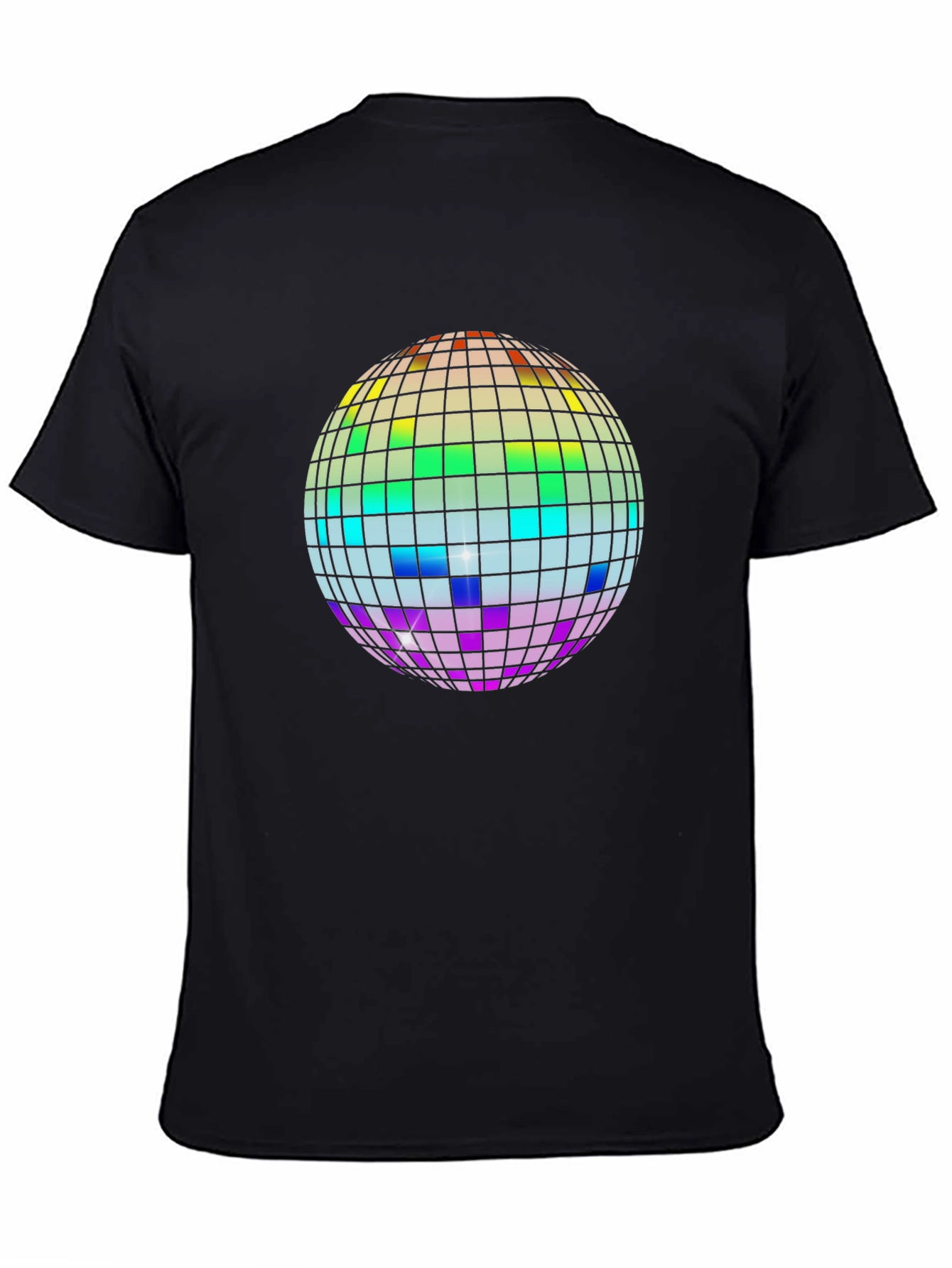 Rainbow Disco Ball Graphic Tee - Black
