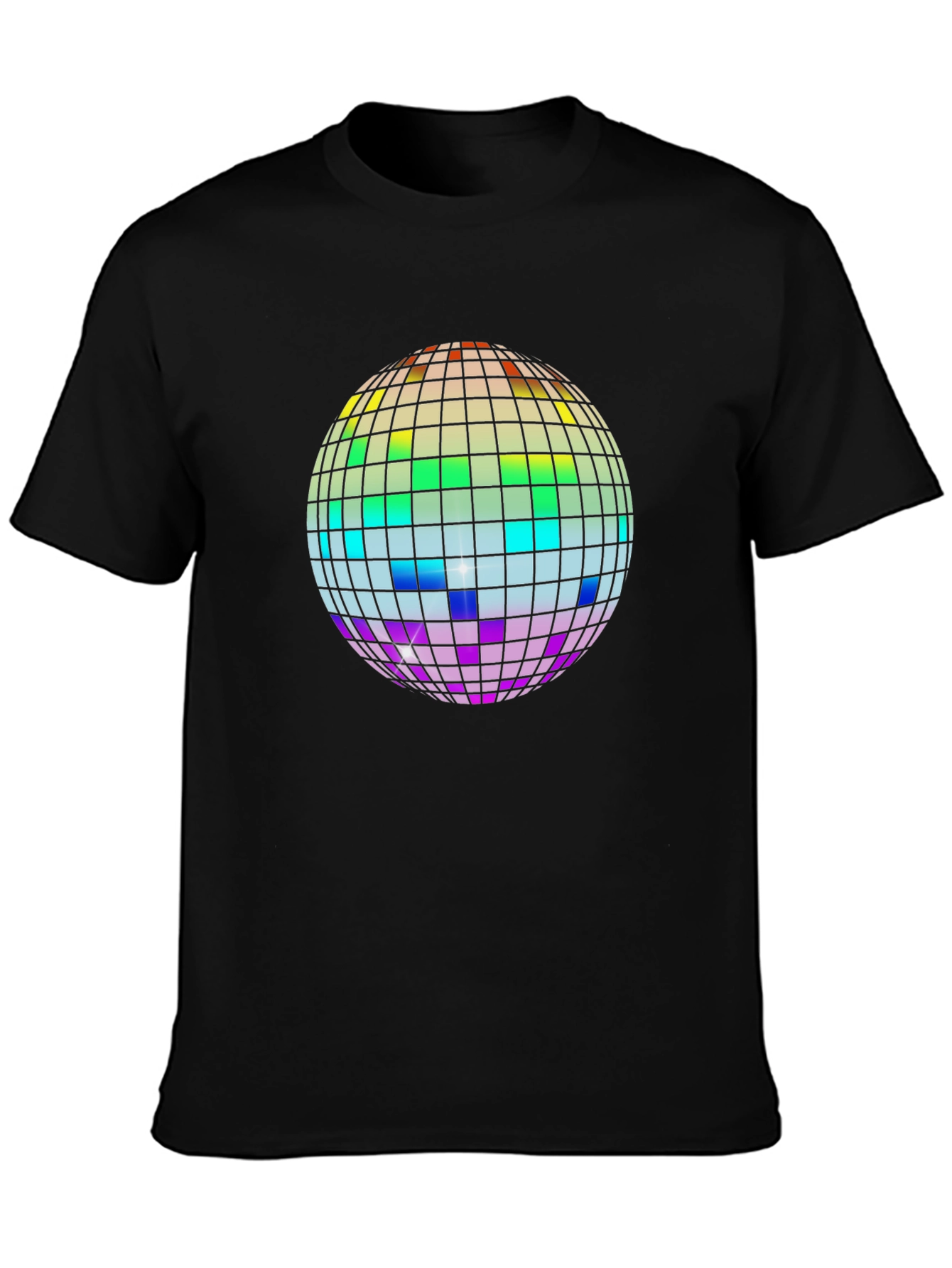 Rainbow Disco Ball Graphic Tee - Black