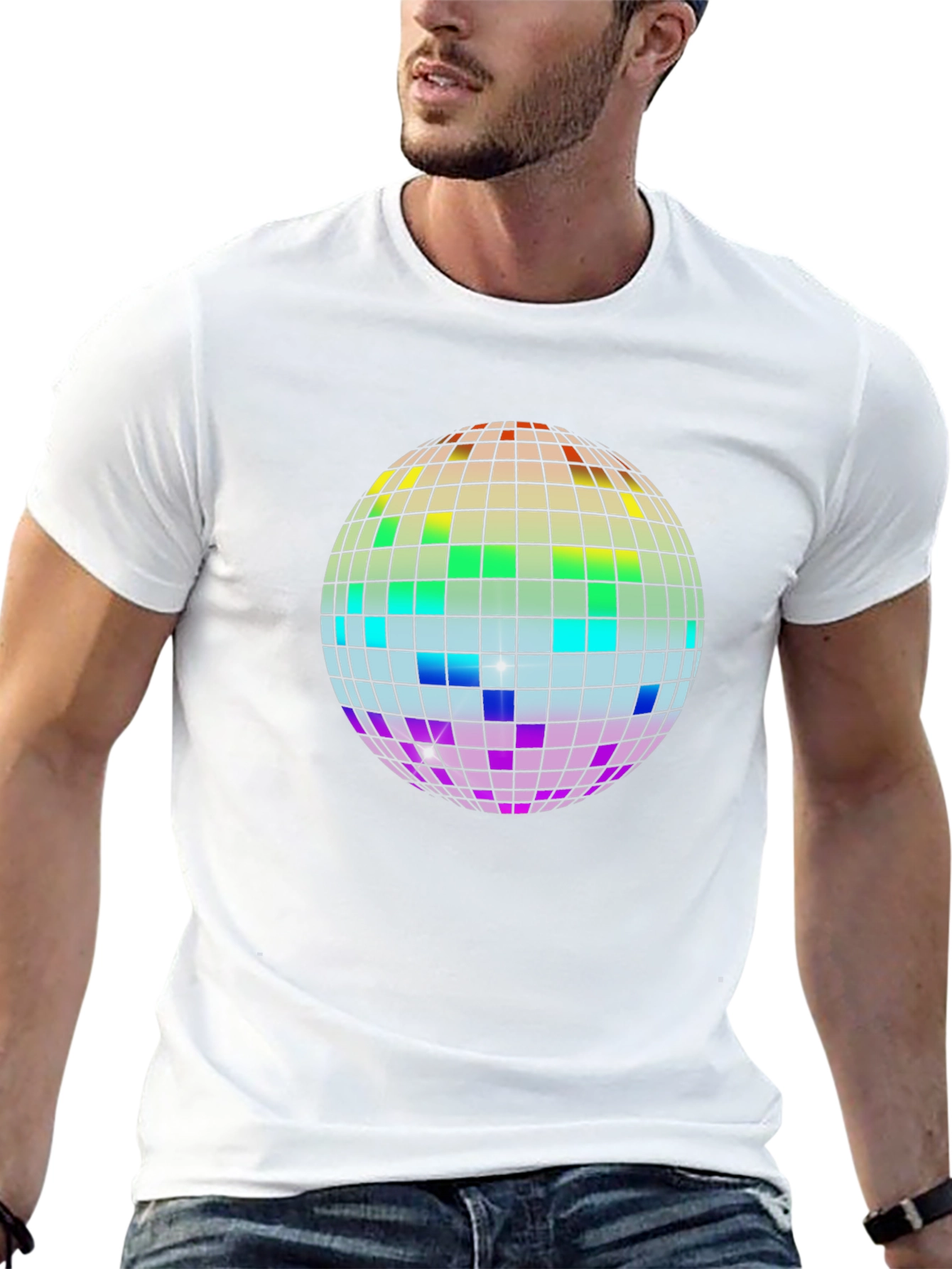Rainbow Disco Ball Graphic Tee - Black