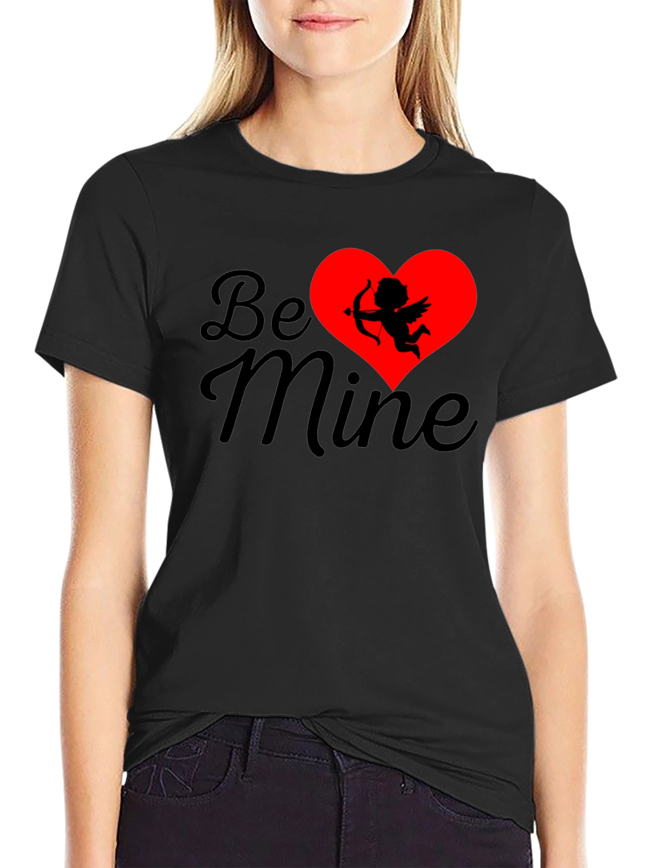 Be Mine Cupid Graphic Tee - Black