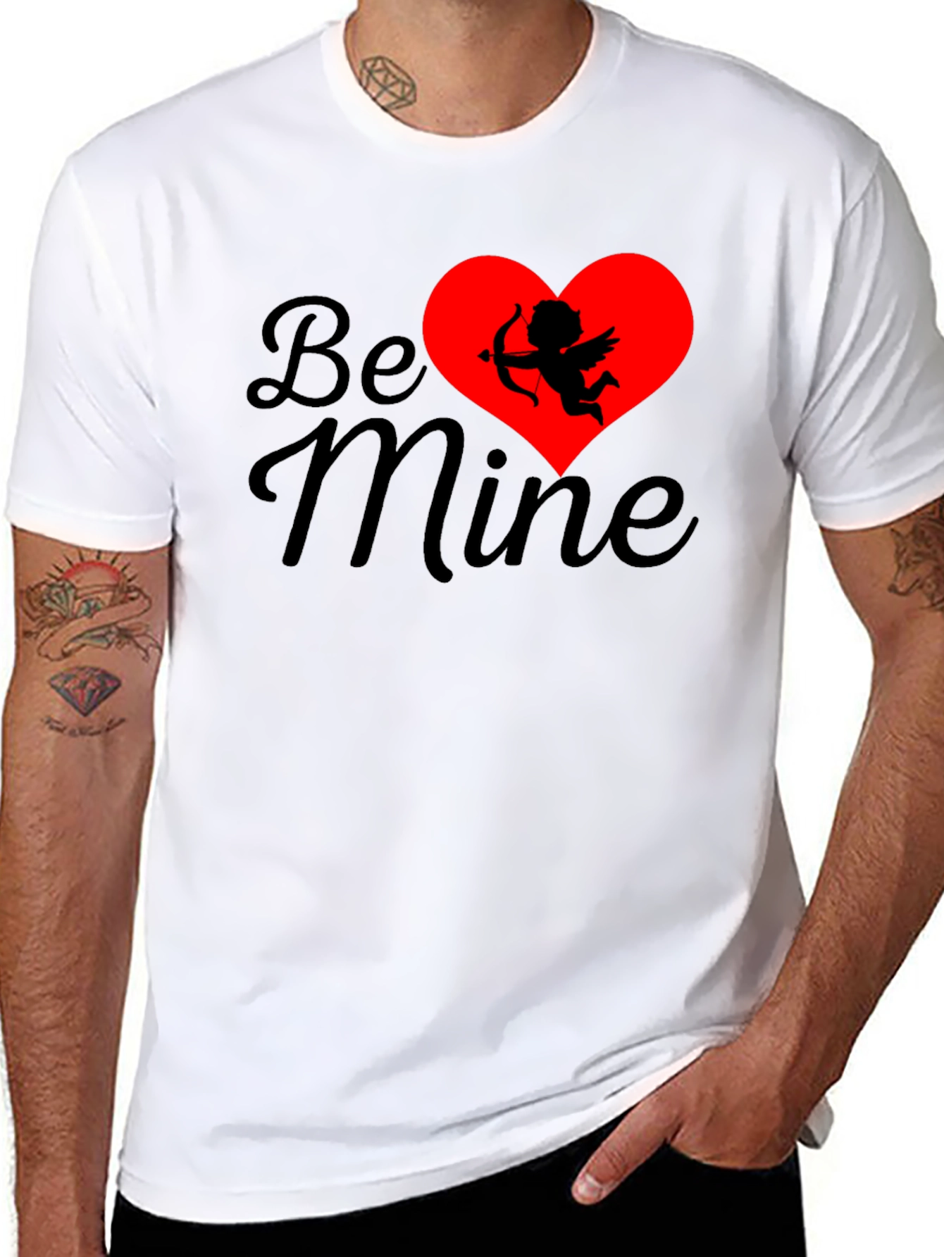 Be Mine Cupid Graphic Tee - Black