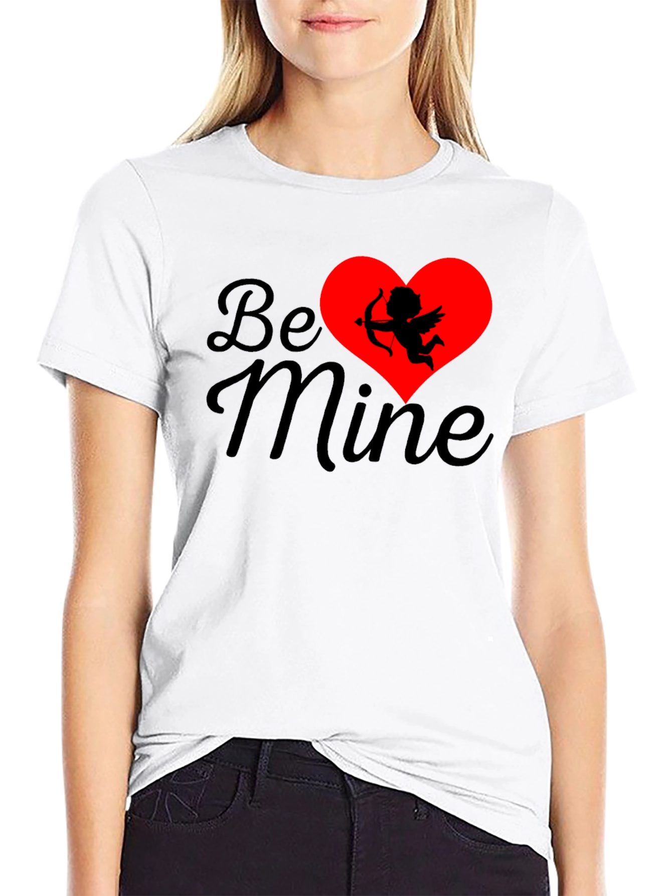 Be Mine Cupid Graphic Tee - Black